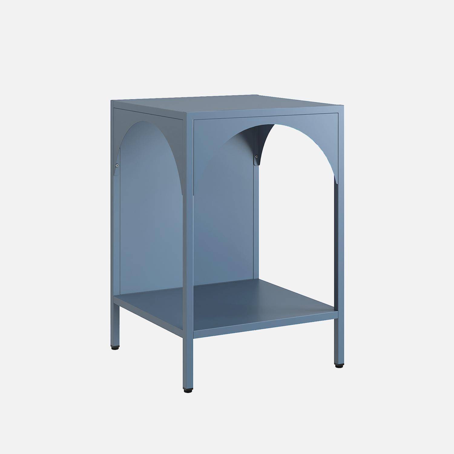 Table de chevet, table d'appoint en métal bleu  Photo3