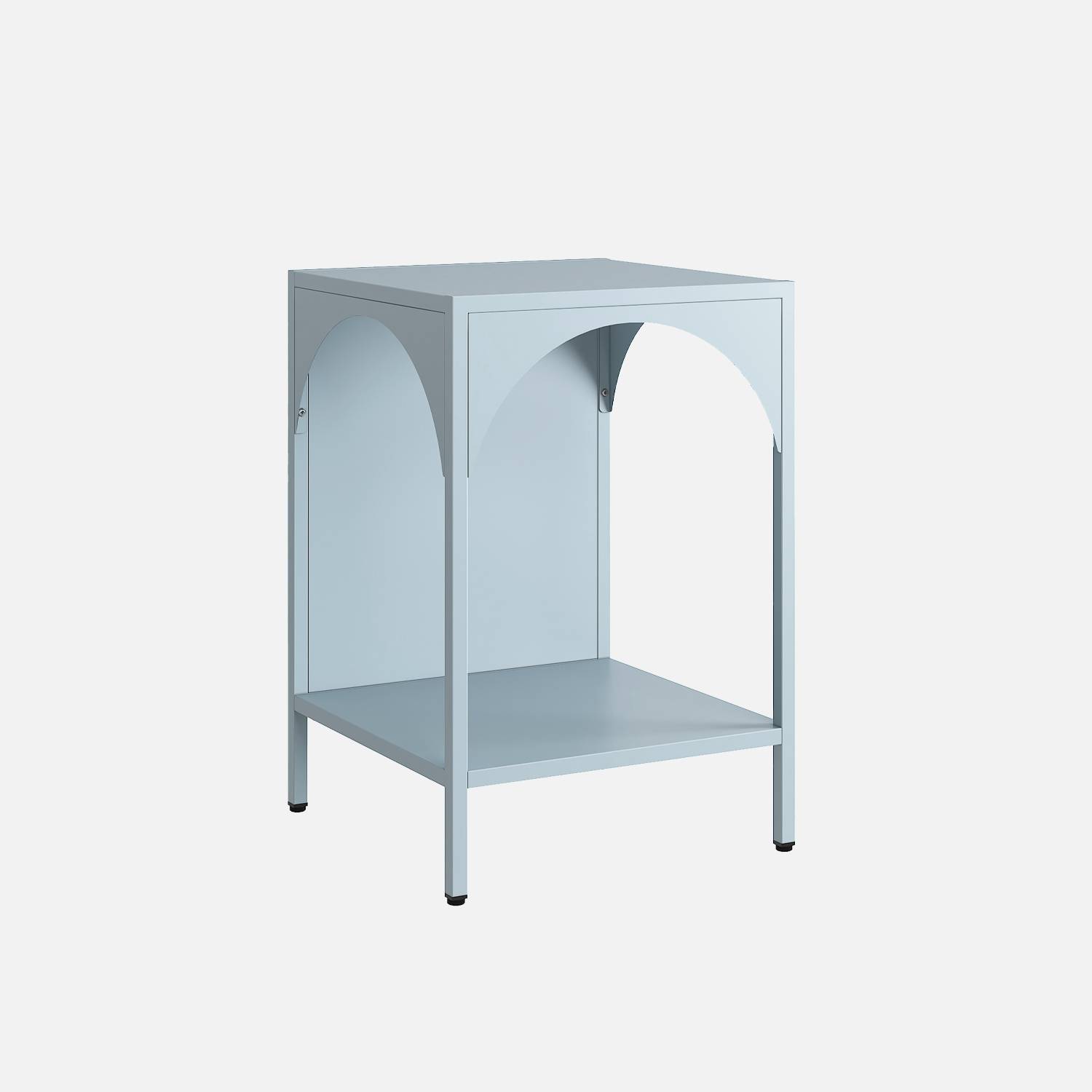 Bedside table, metal side table, Light blue