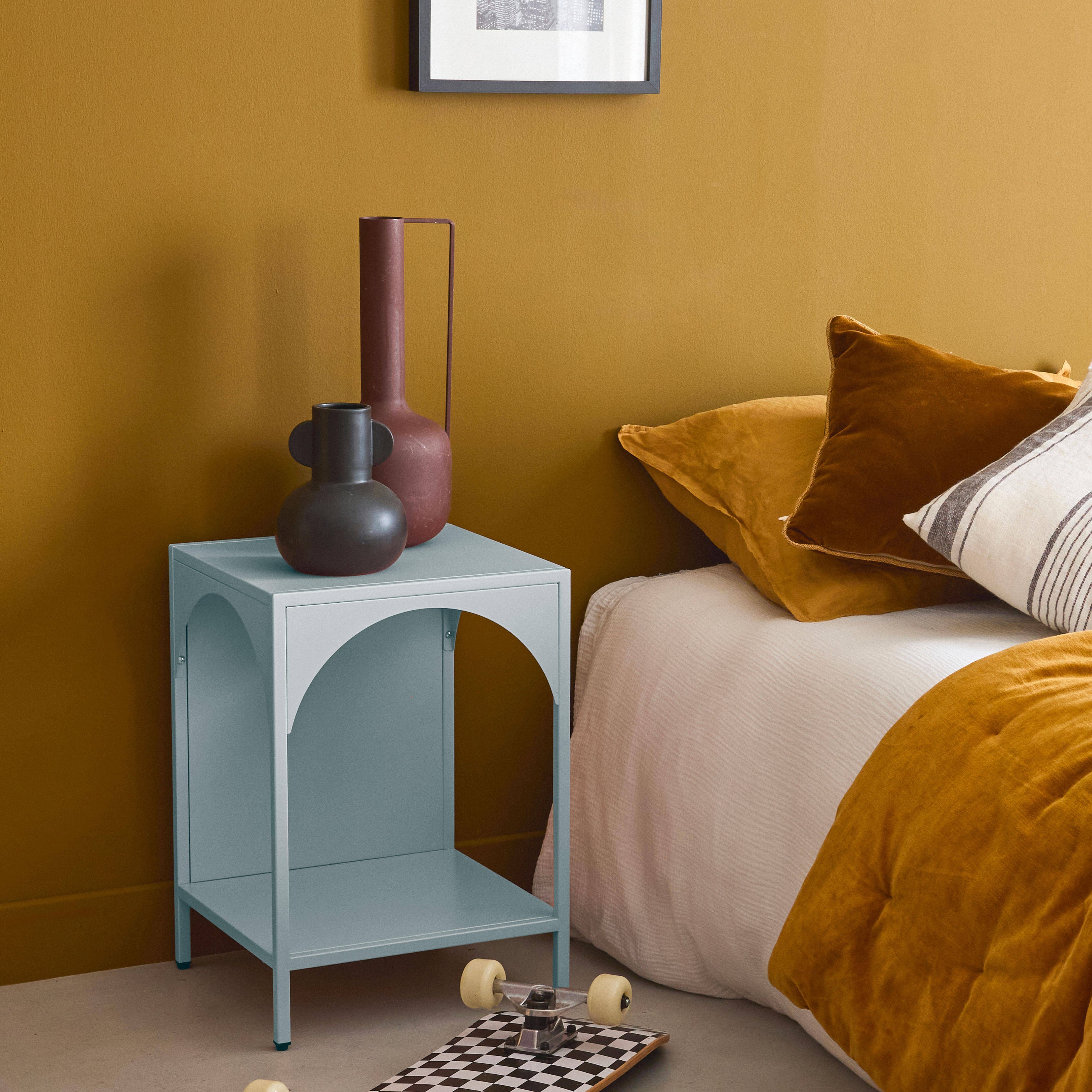 Table de chevet, table d'appoint en métal bleu clair chambre enfant  Photo2