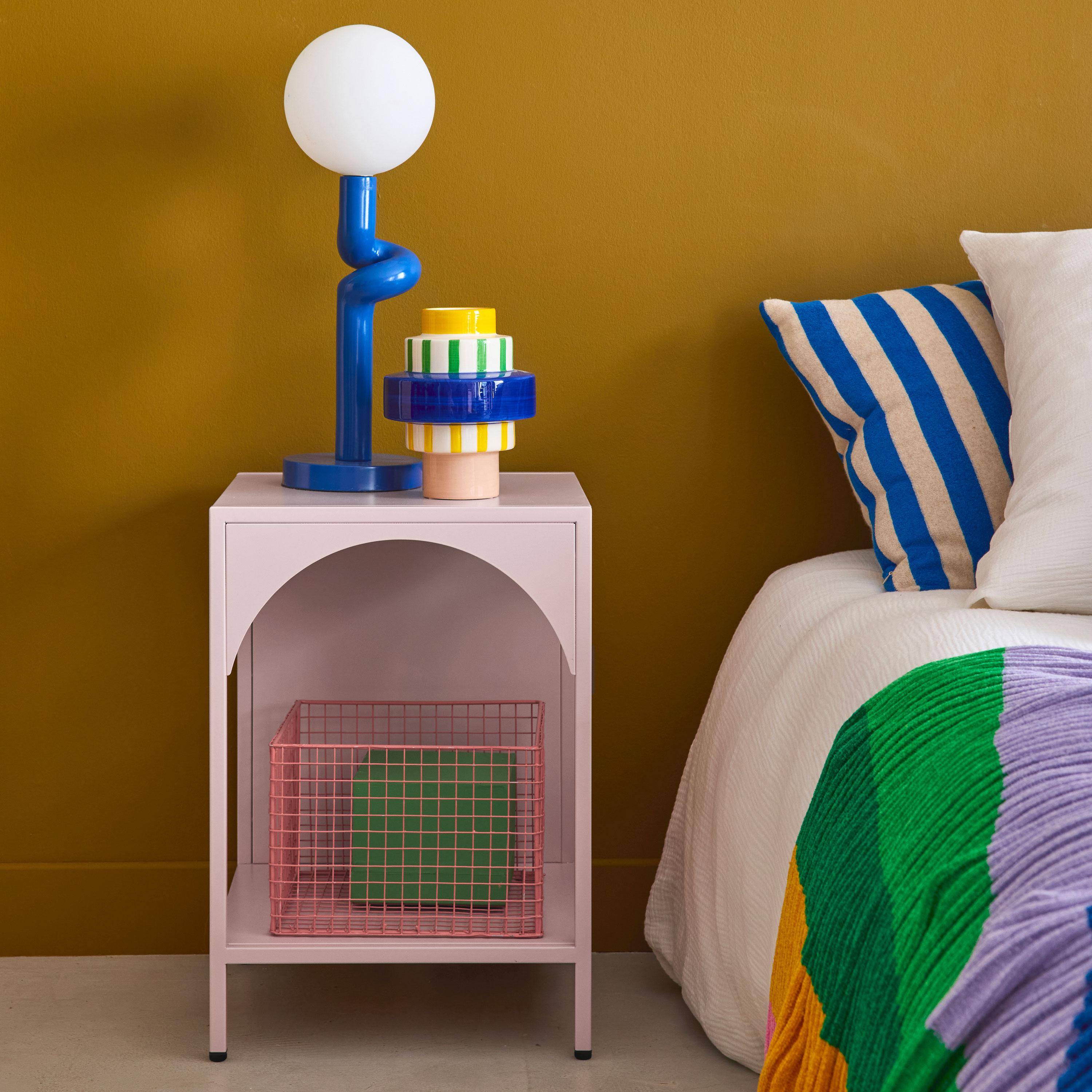 Nachttisch, Beistelltisch aus Metall, rosa, für das Kinderzimmer - Soho Photo1