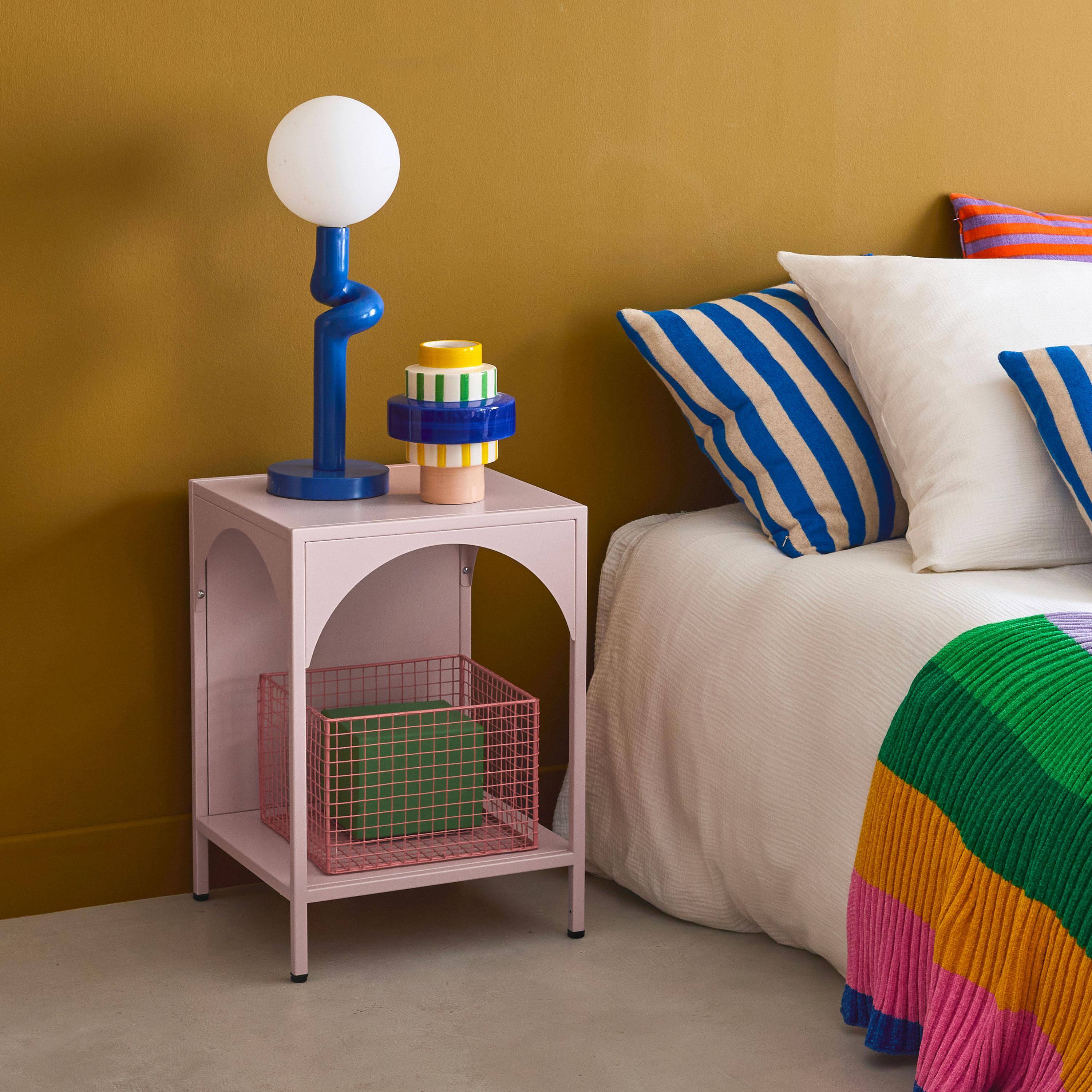 Nachttisch, Beistelltisch aus Metall, rosa, für das Kinderzimmer - Soho Photo2