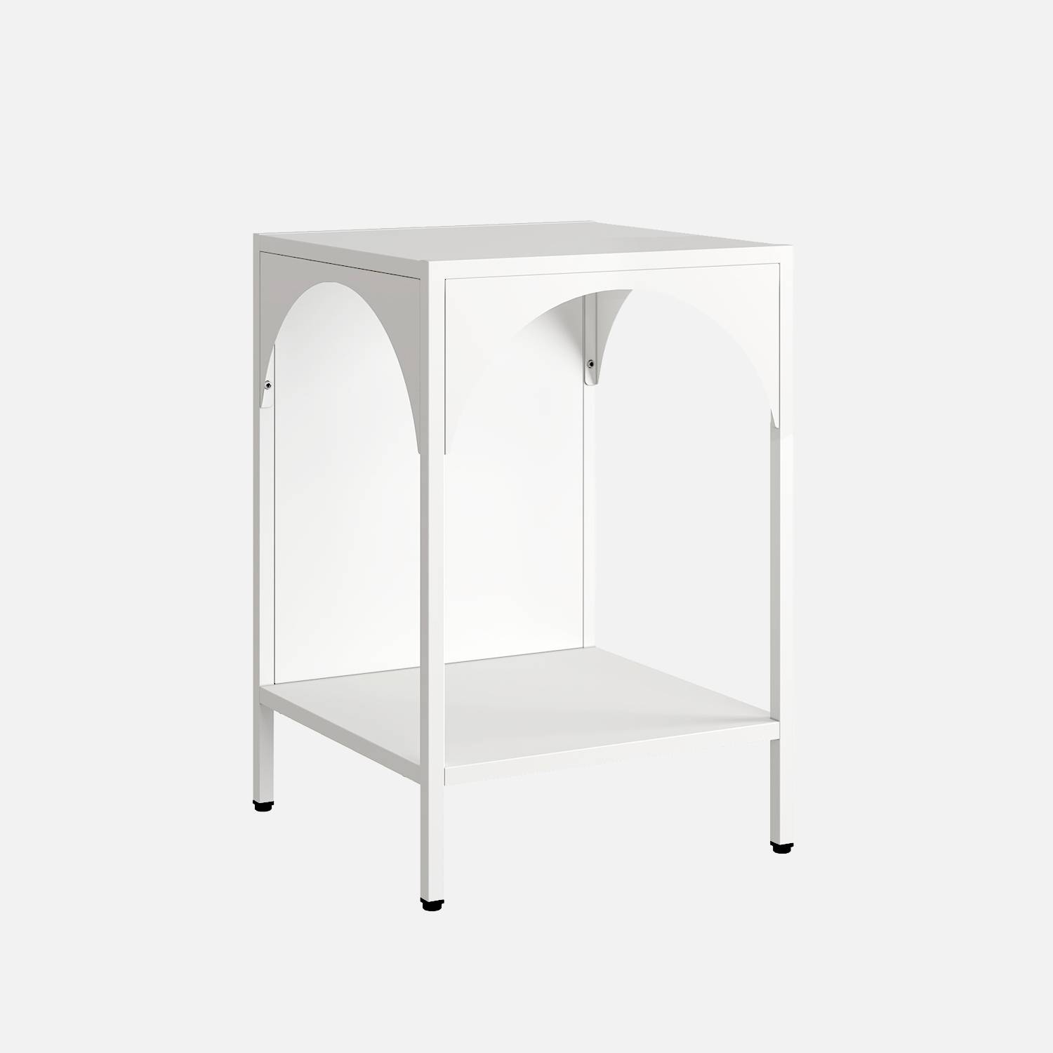 Bedside table, metal side table, White