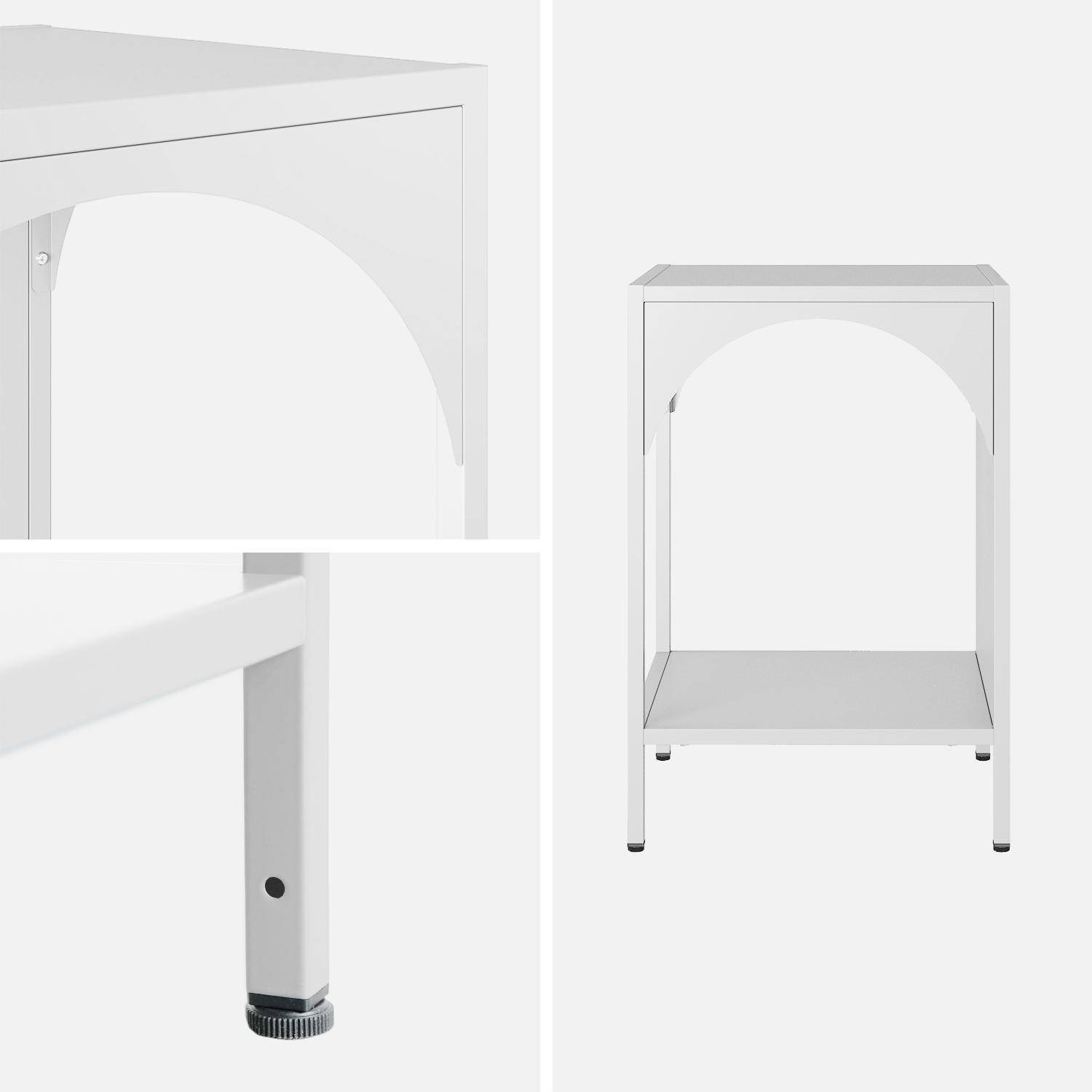 Table de chevet, table d'appoint en acier blanc Photo7