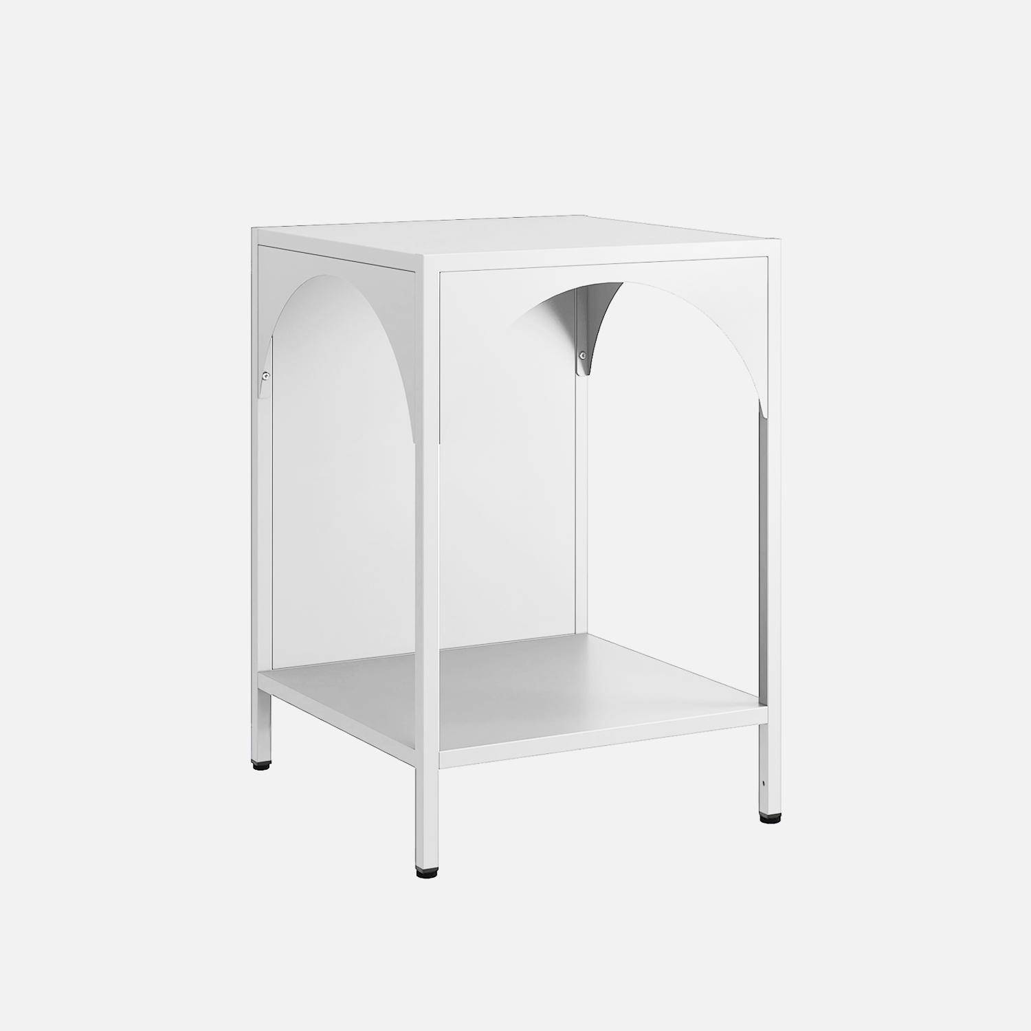 Table de chevet, table d'appoint en acier blanc Photo3