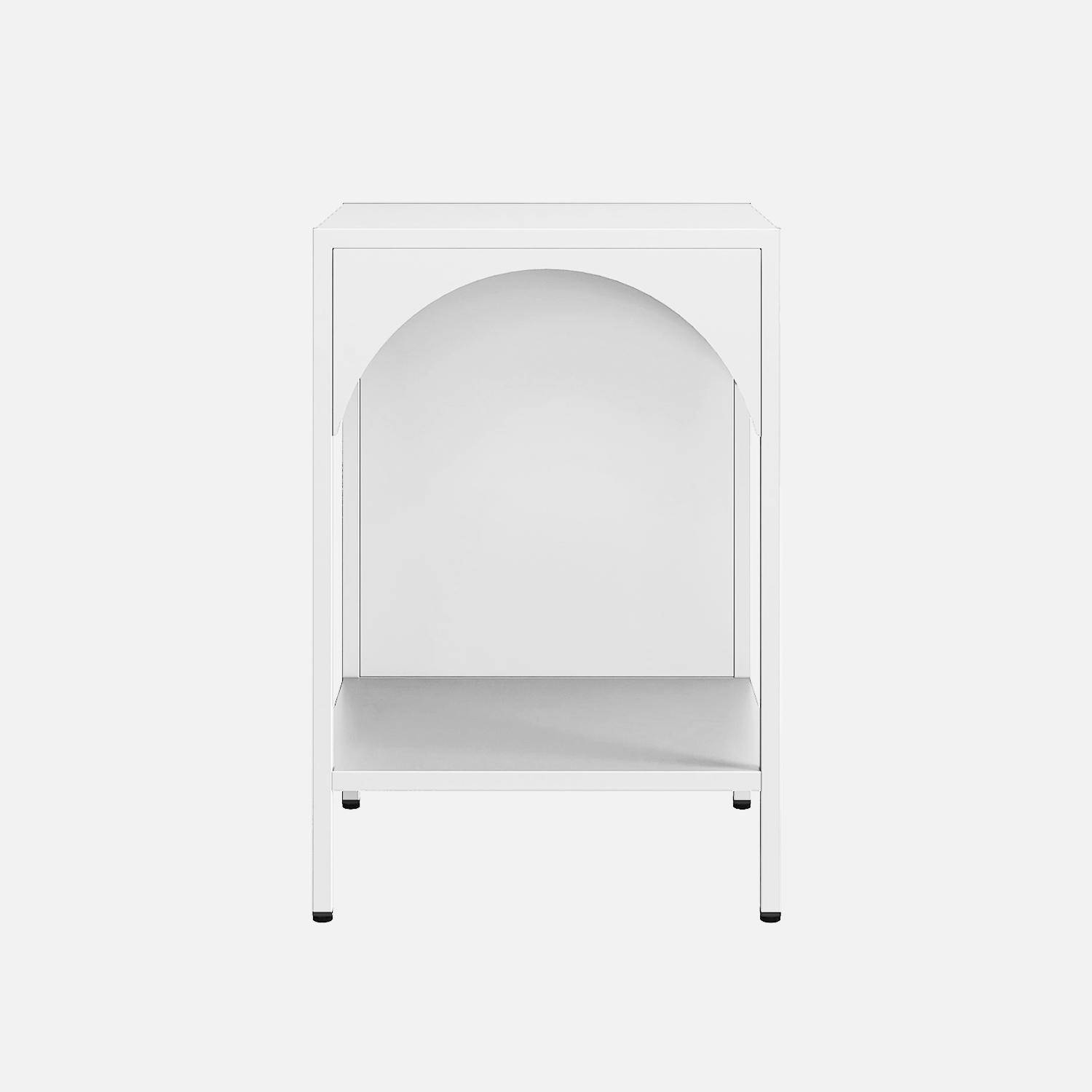 Table de chevet, table d'appoint en acier blanc,sweeek,Photo5