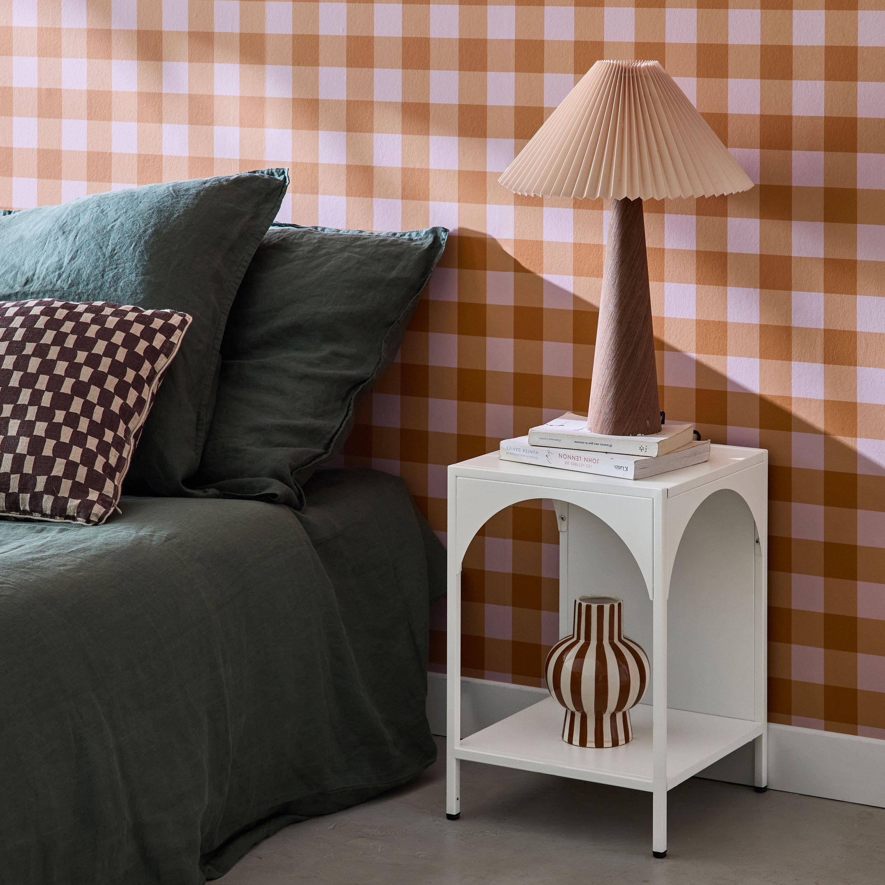 Table de chevet, table d'appoint en acier blanc Photo1