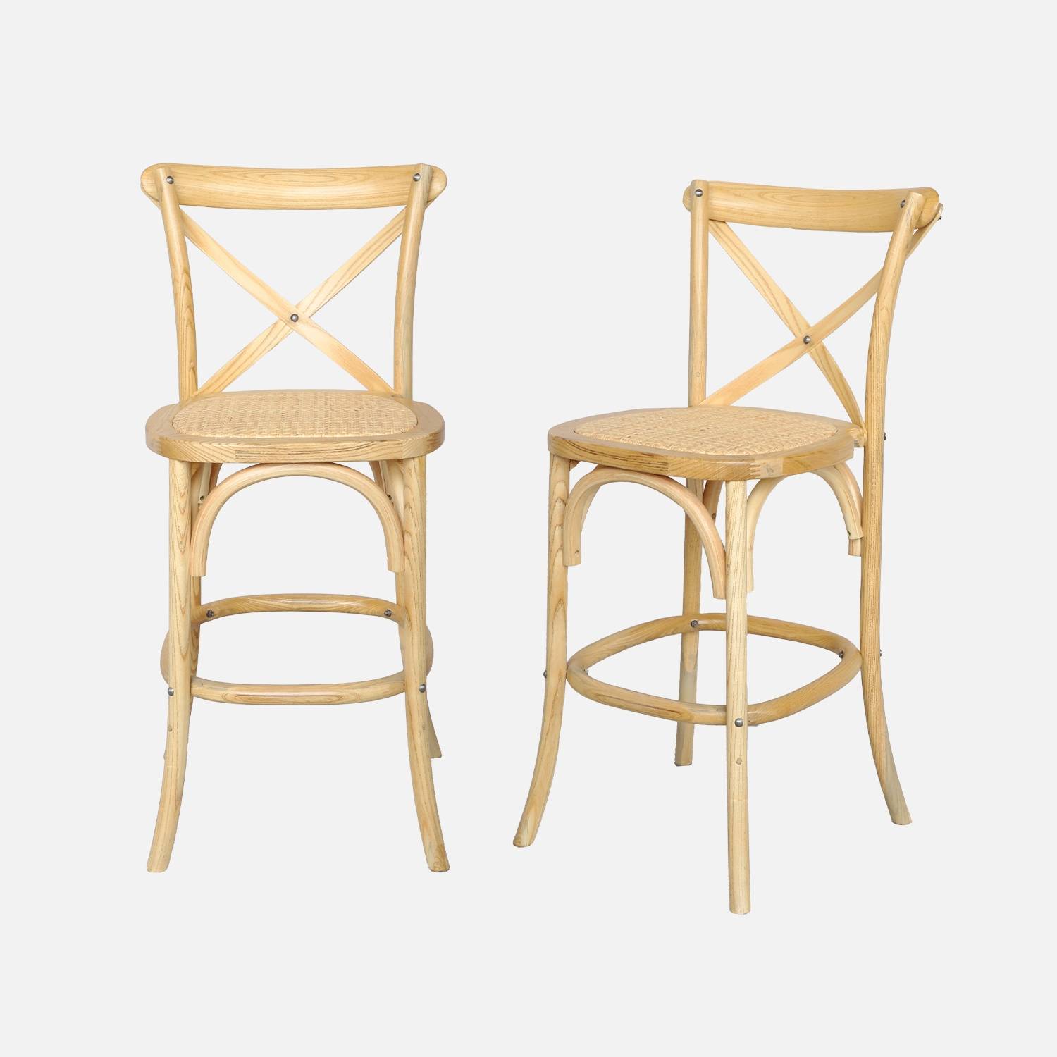 2 vintage bistro barkrukken naturelkleurig hout
