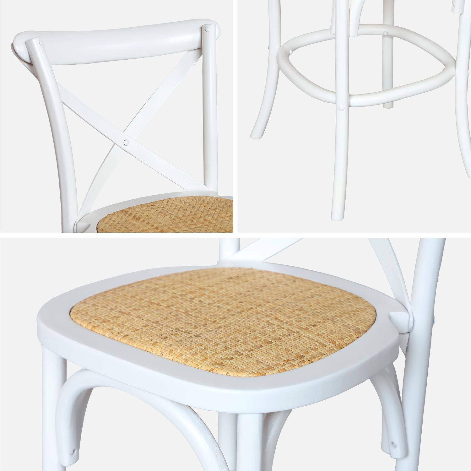 Set van 2 vintage witte houten bistro barkrukken met voetsteunen Photo4