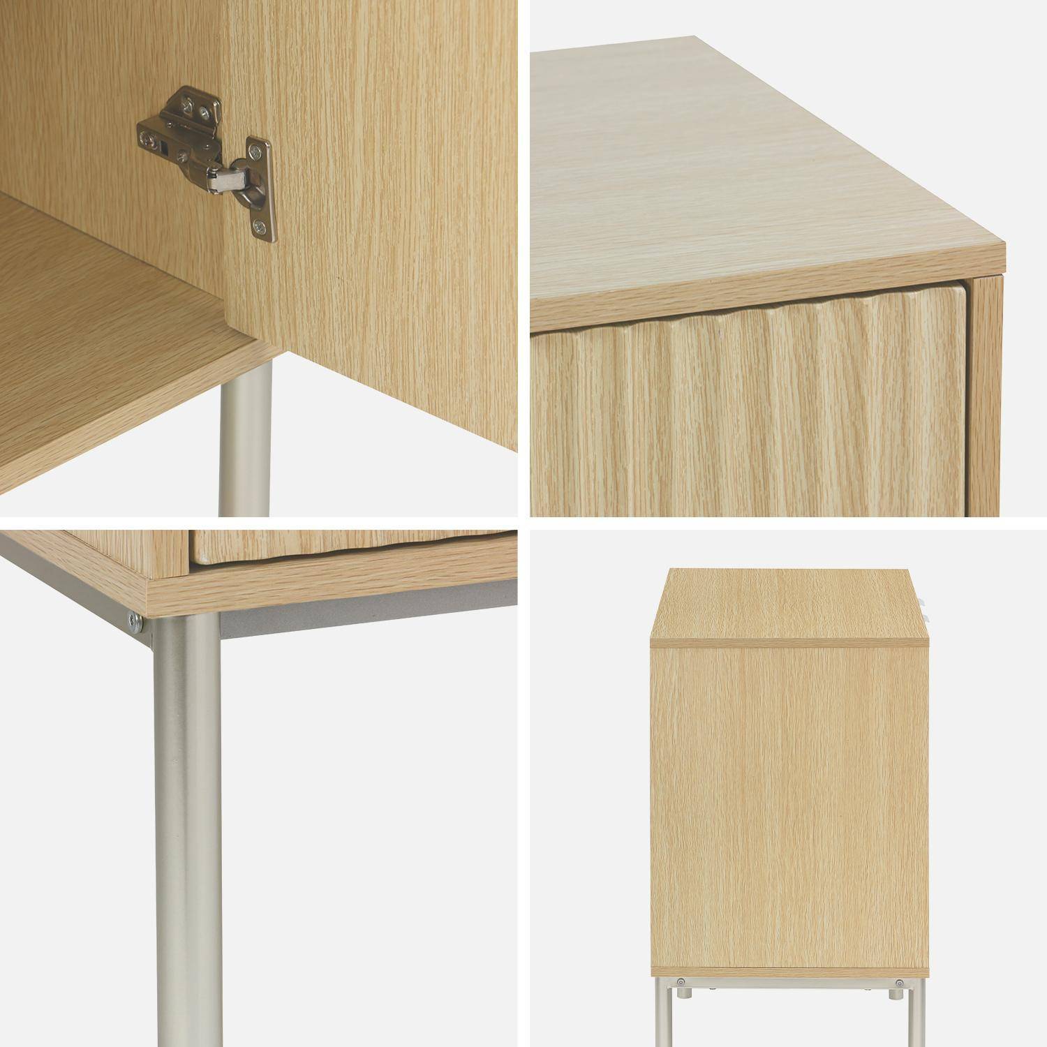 Buffet effet bois rainuré et métal champagne, buffet bas, 4 portes, 140cm ,sweeek,Photo6