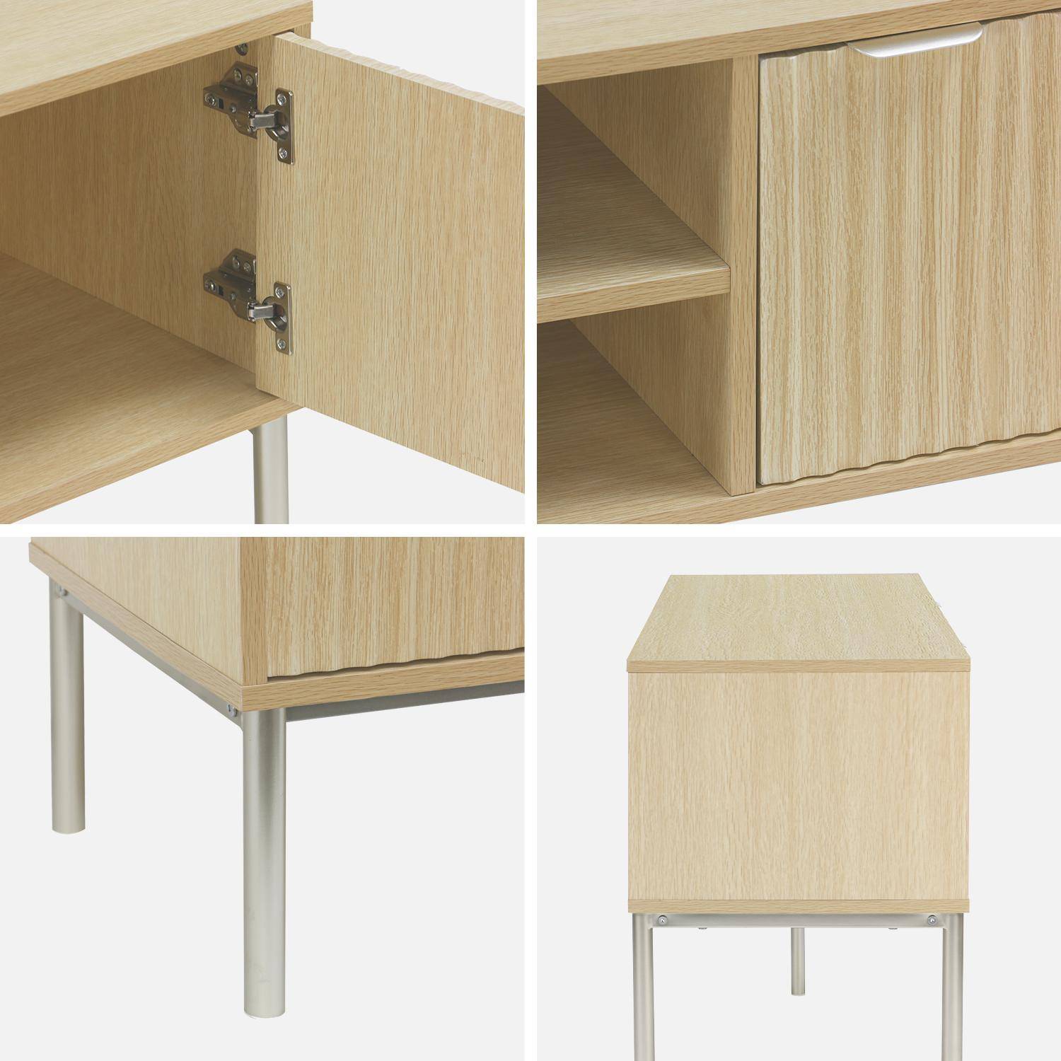 TV-meubel, gegroefd hout en champagne metalen decor, 2 deuren, 160cm,sweeek,Photo6