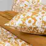 Parure de lit réversible 240x220cm imprimé floral moutarde et blanc en coton  Photo2