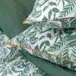 Parure de lit réversible 240x220cm imprimé feuillage vert et blanc en coton  Photo2