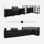 Ensemble de meubles de cuisine extérieure en acier inoxydable 8 modules avec barbecue au gaz 4 brûleurs et housse de protection Photo1
