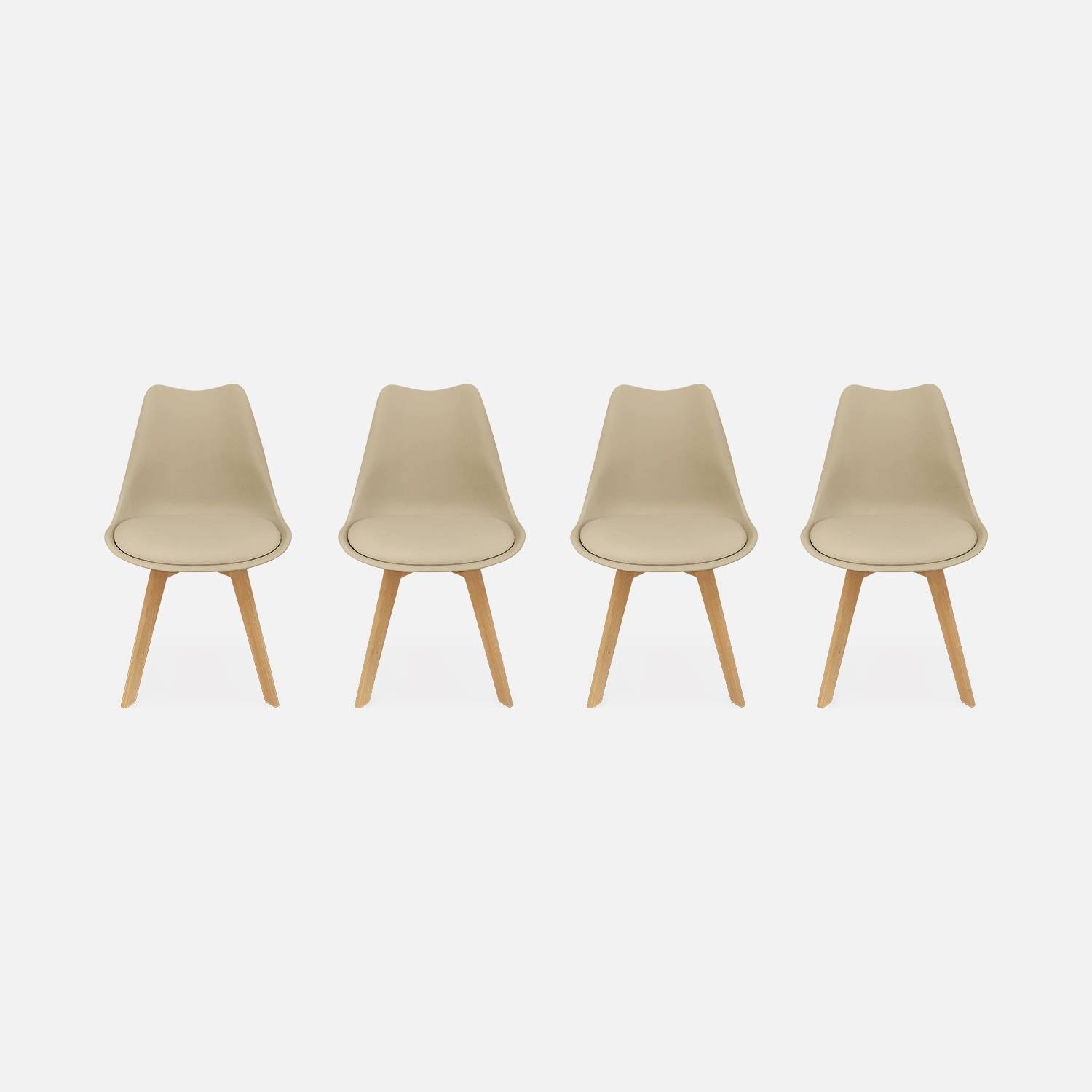 4 chaises scandinaves, cappucinno pieds bois de hêtre