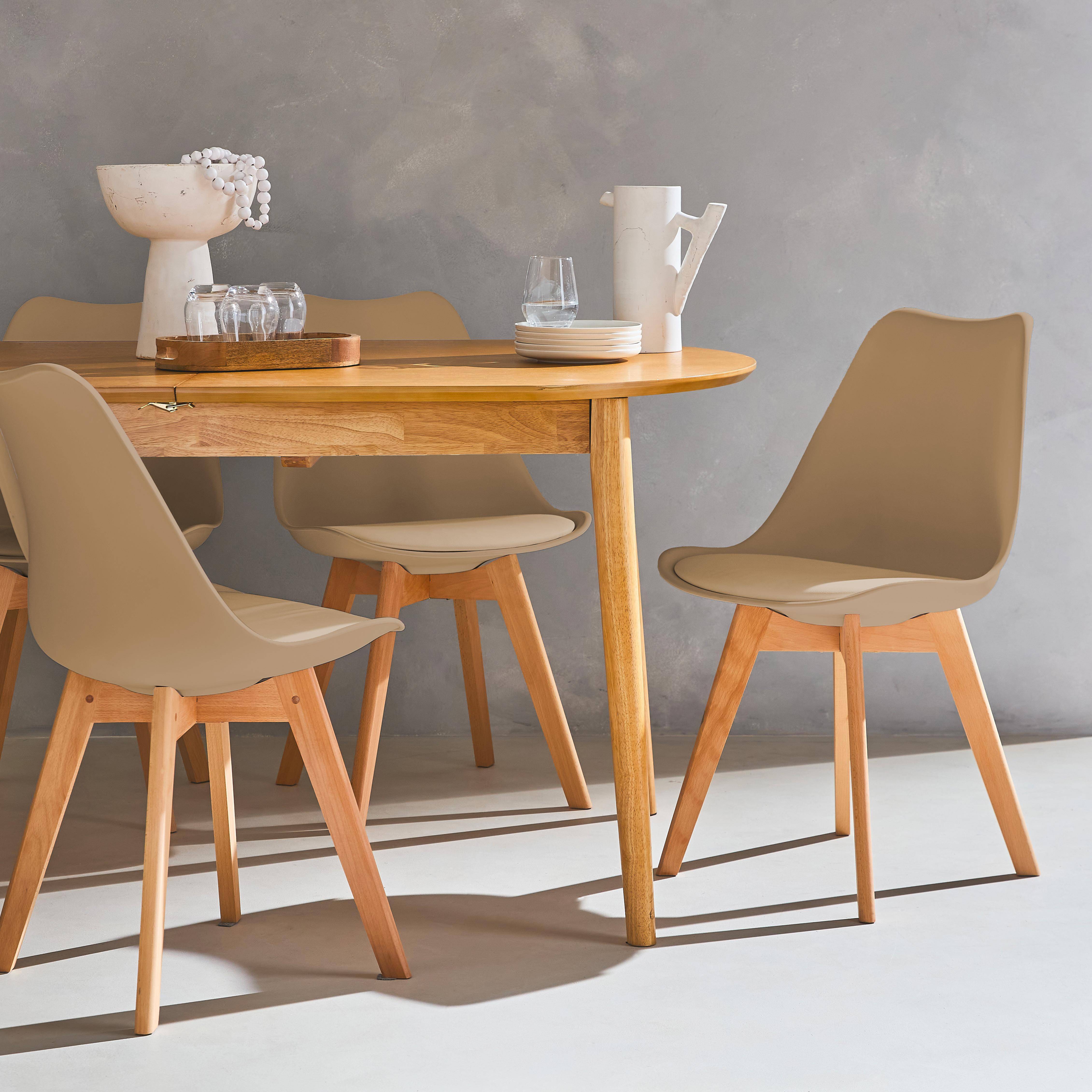 Set di 4 sedie scandinave imbottite, con gambe in legno per sala da pranzo, Nils, Cappuccino, 47x55x81 cm,sweeek,Photo1