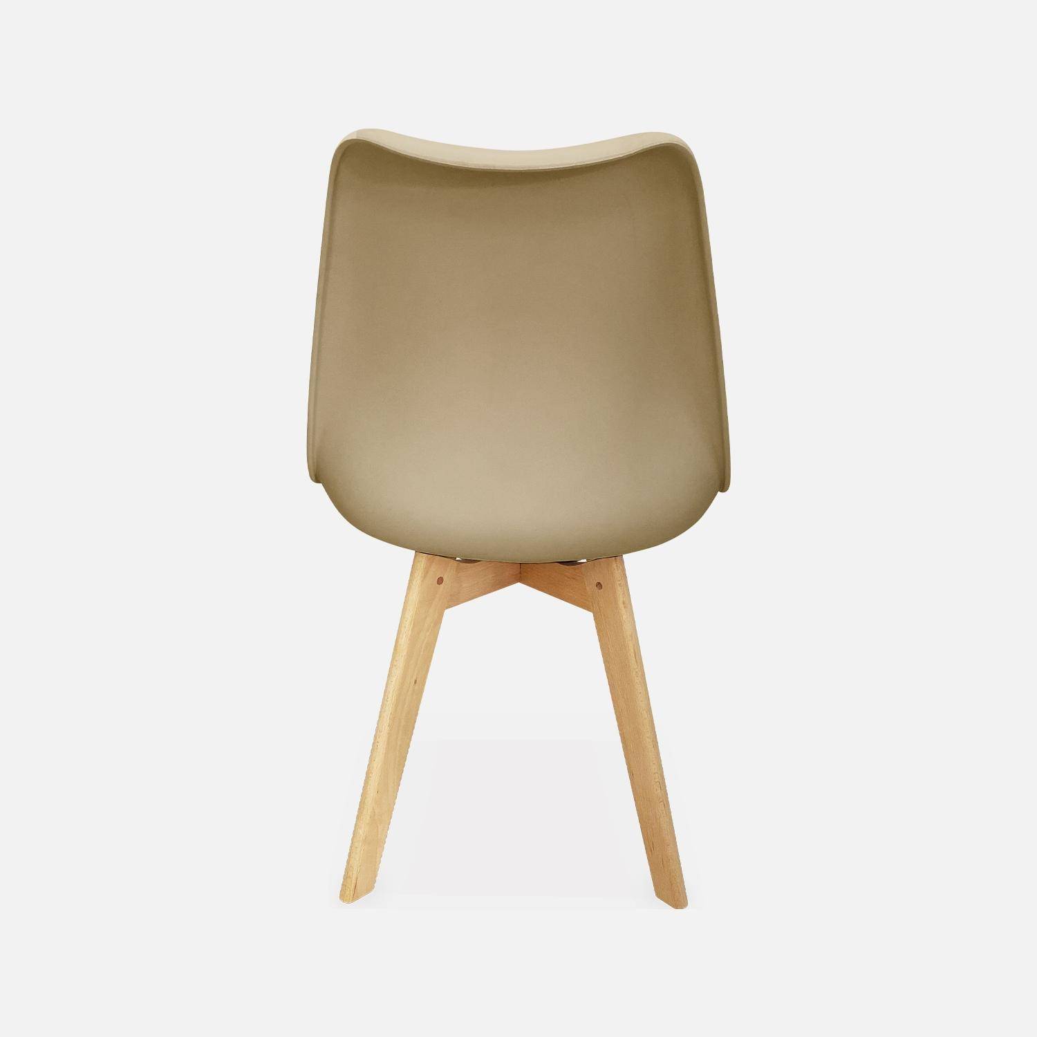 Lot de 4 chaises scandinaves, pieds bois de hêtre, chaise 1 place, taupe Photo6