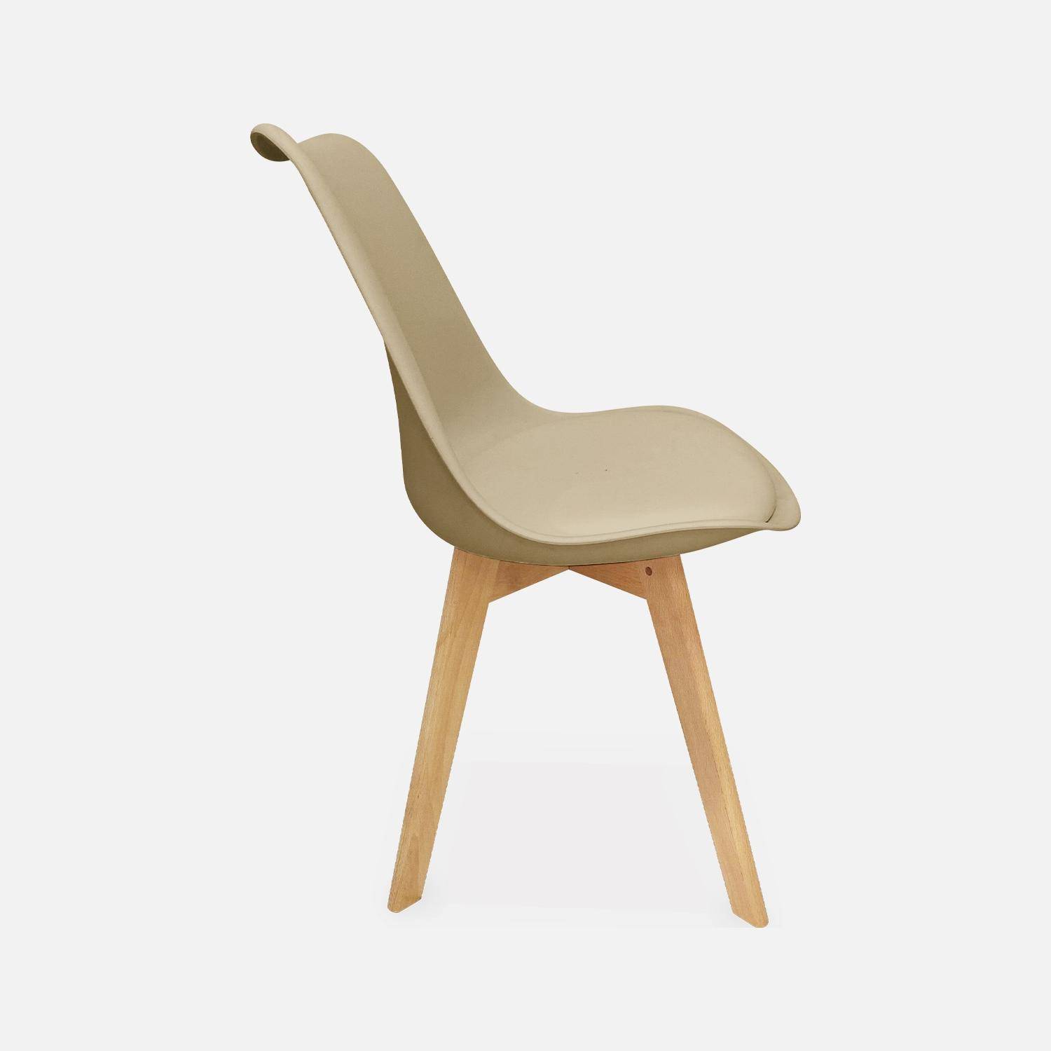 Lot de 4 chaises scandinaves, pieds bois de hêtre, chaise 1 place, taupe Photo5
