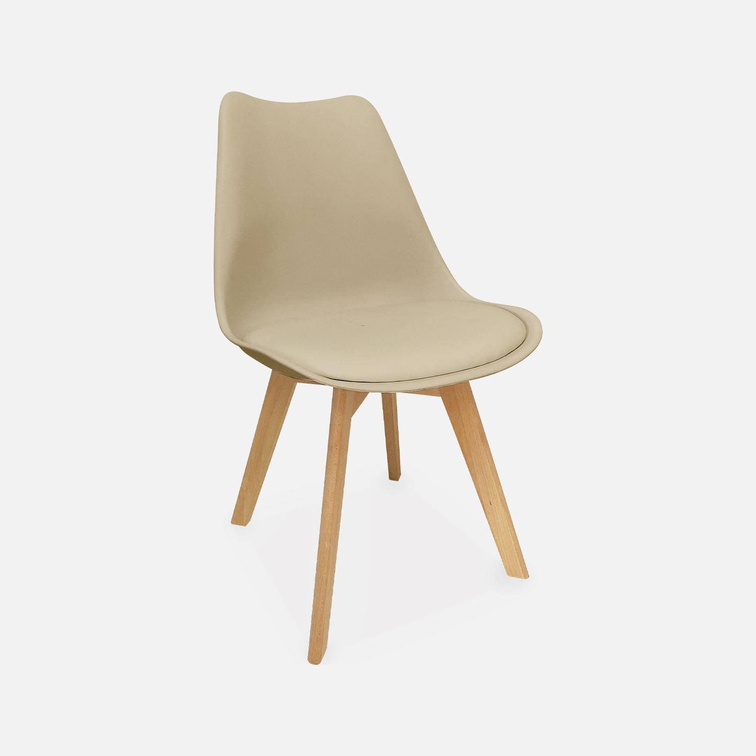 Lot de 4 chaises scandinaves, pieds bois de hêtre, chaise 1 place, taupe Photo4