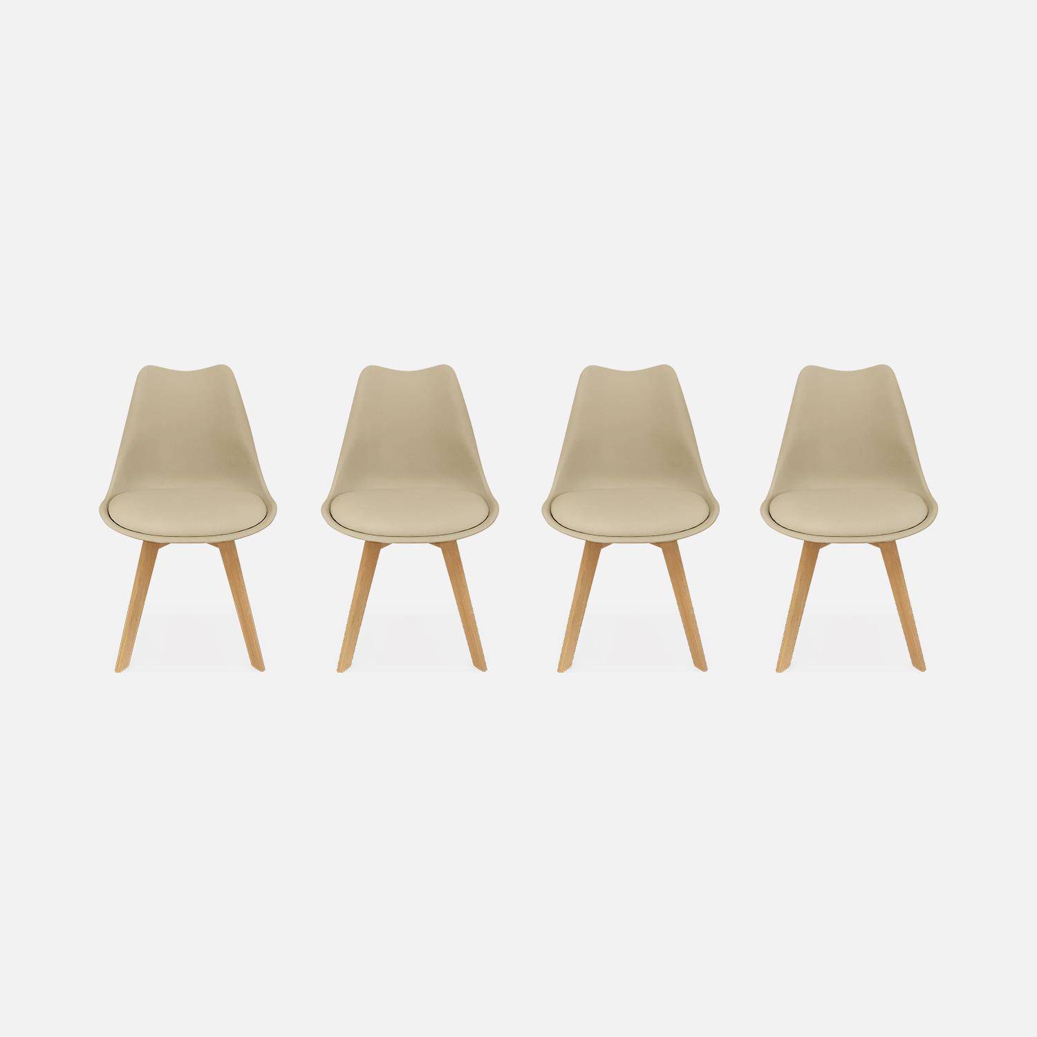 Lot de 4 chaises scandinaves, pieds bois de hêtre, chaise 1 place, taupe Photo3