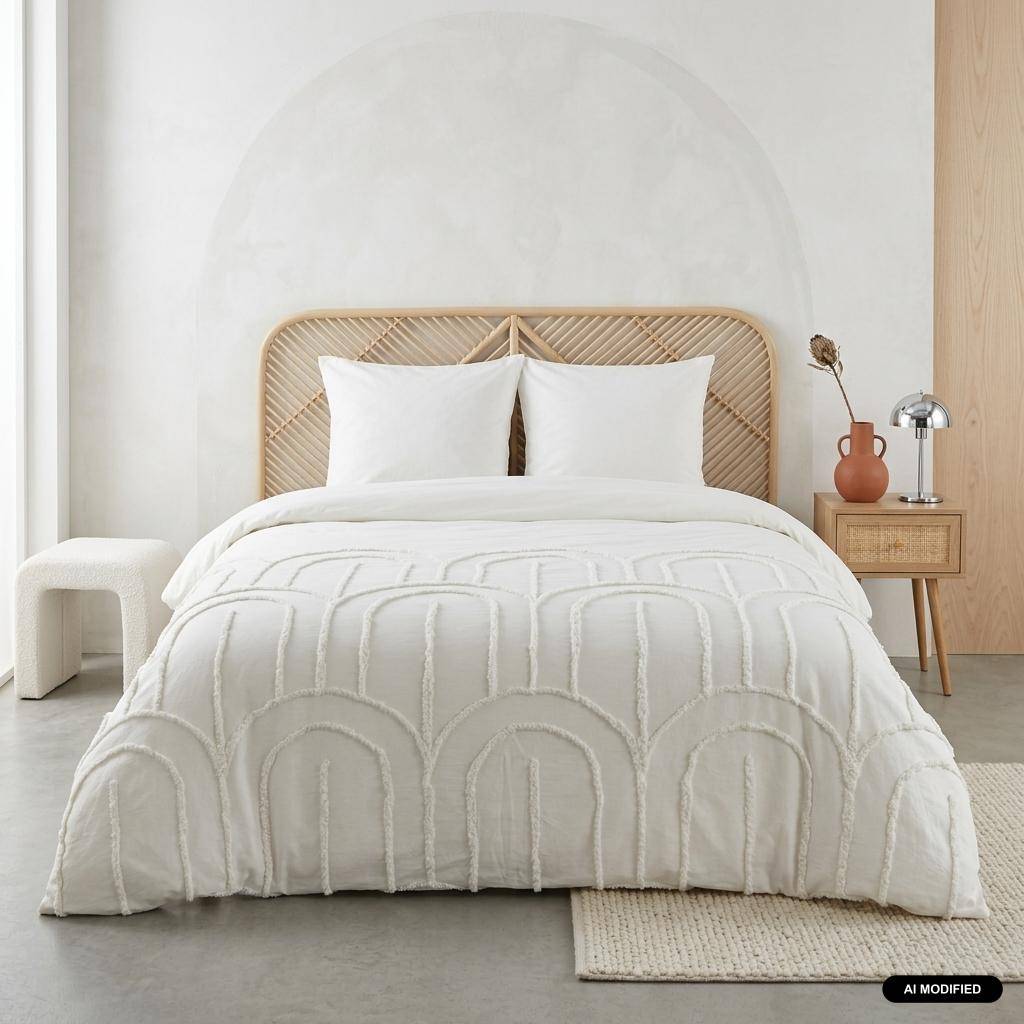 Set biancheria da letto con archi in cotone lavato, 2 posti - 240x220x240 cm,sweeek,Photo1
