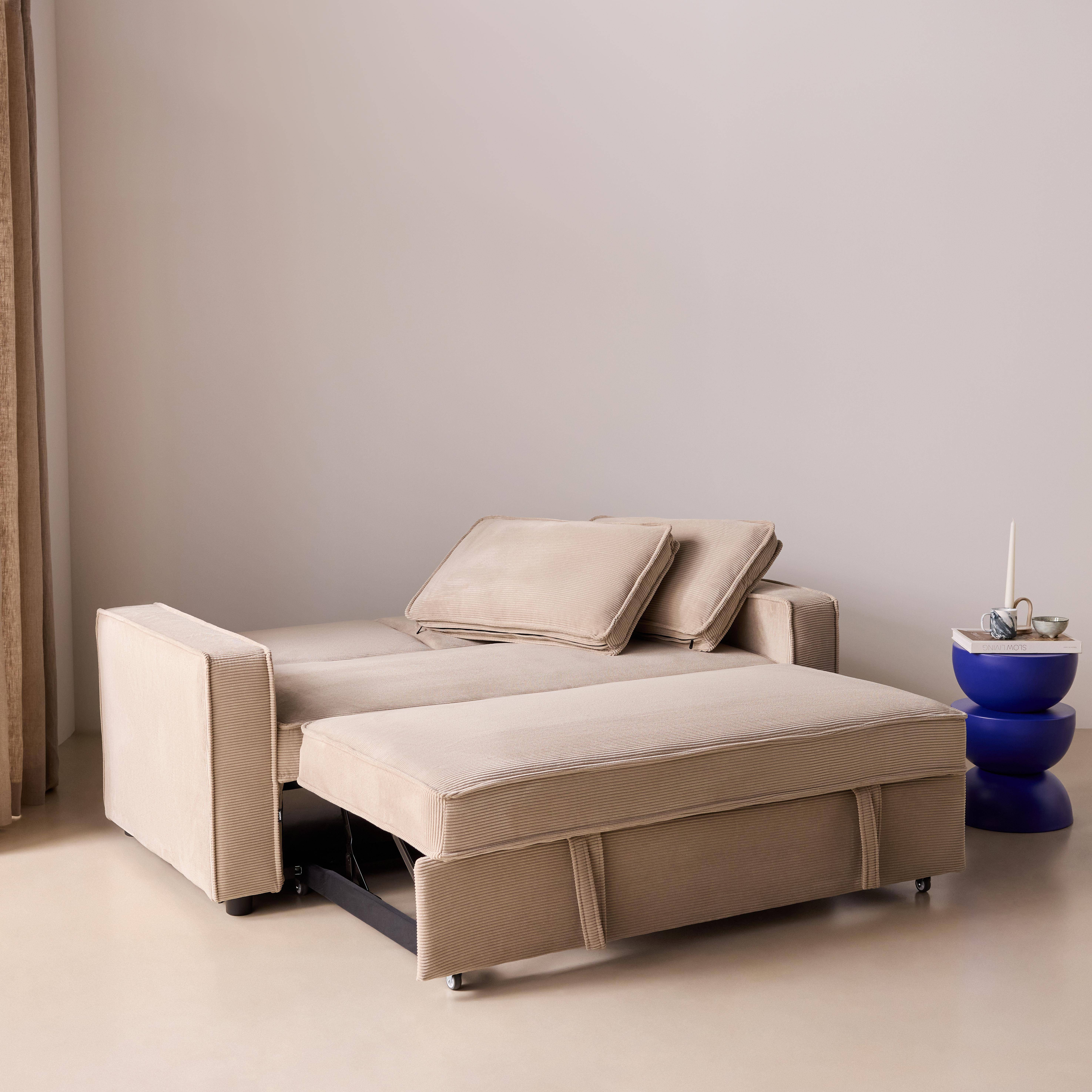 2-zits slaapbank in corduroy beige 172,5 x 91,5 x 88,5cm - Chill,sweeek,Photo4