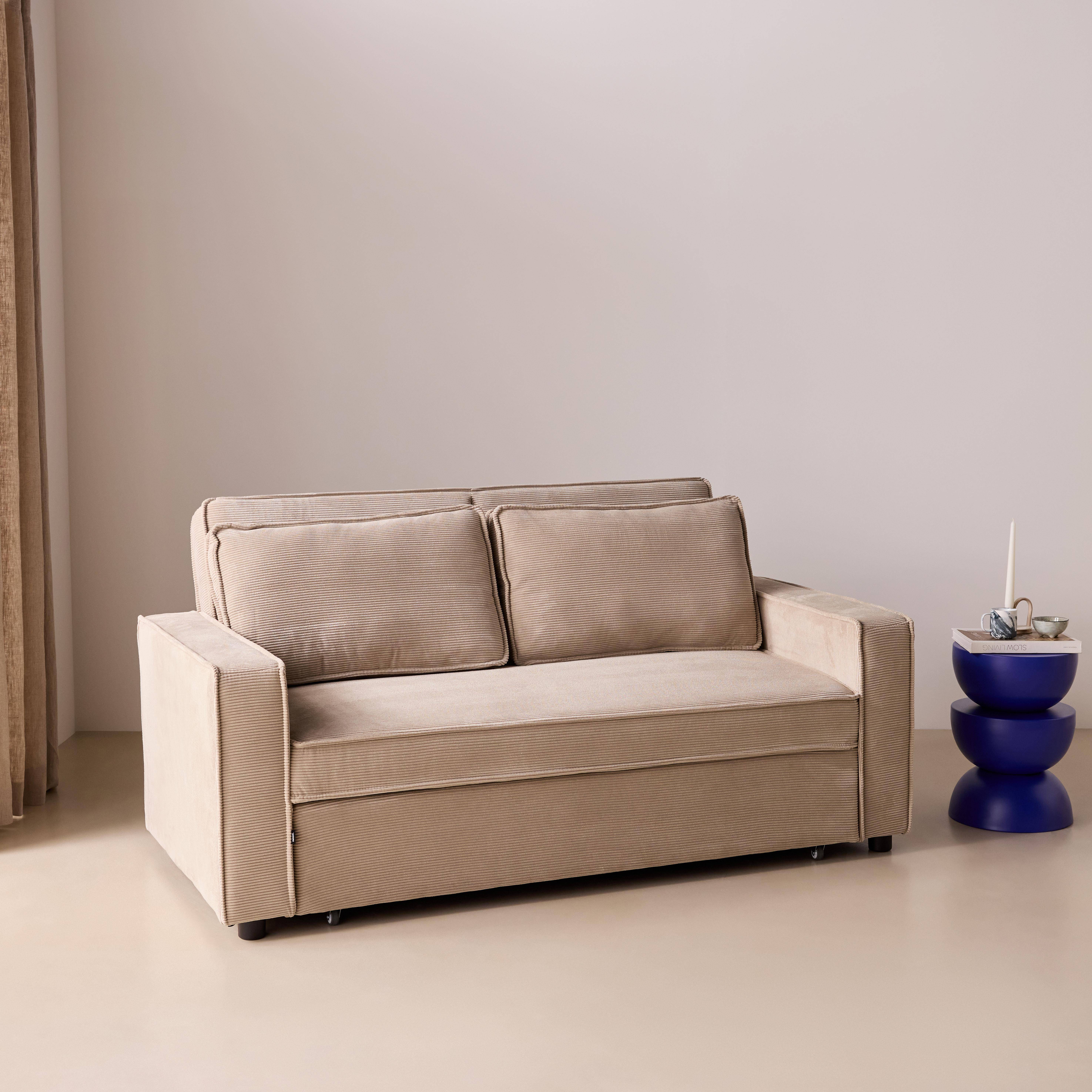 2-zits slaapbank in corduroy beige 172,5 x 91,5 x 88,5cm - Chill,sweeek,Photo2
