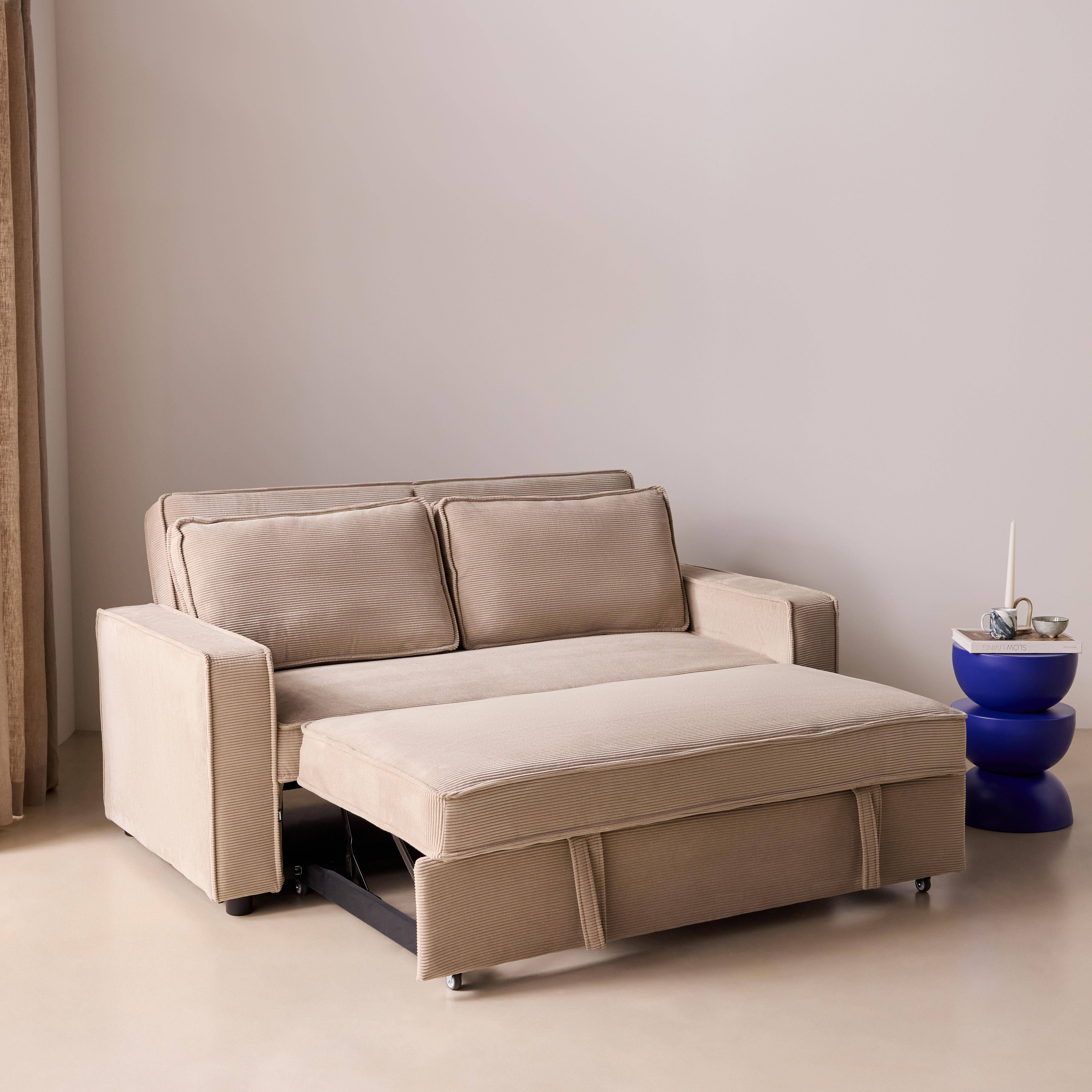 2-zits slaapbank in corduroy beige 172,5 x 91,5 x 88,5cm - Chill,sweeek,Photo3