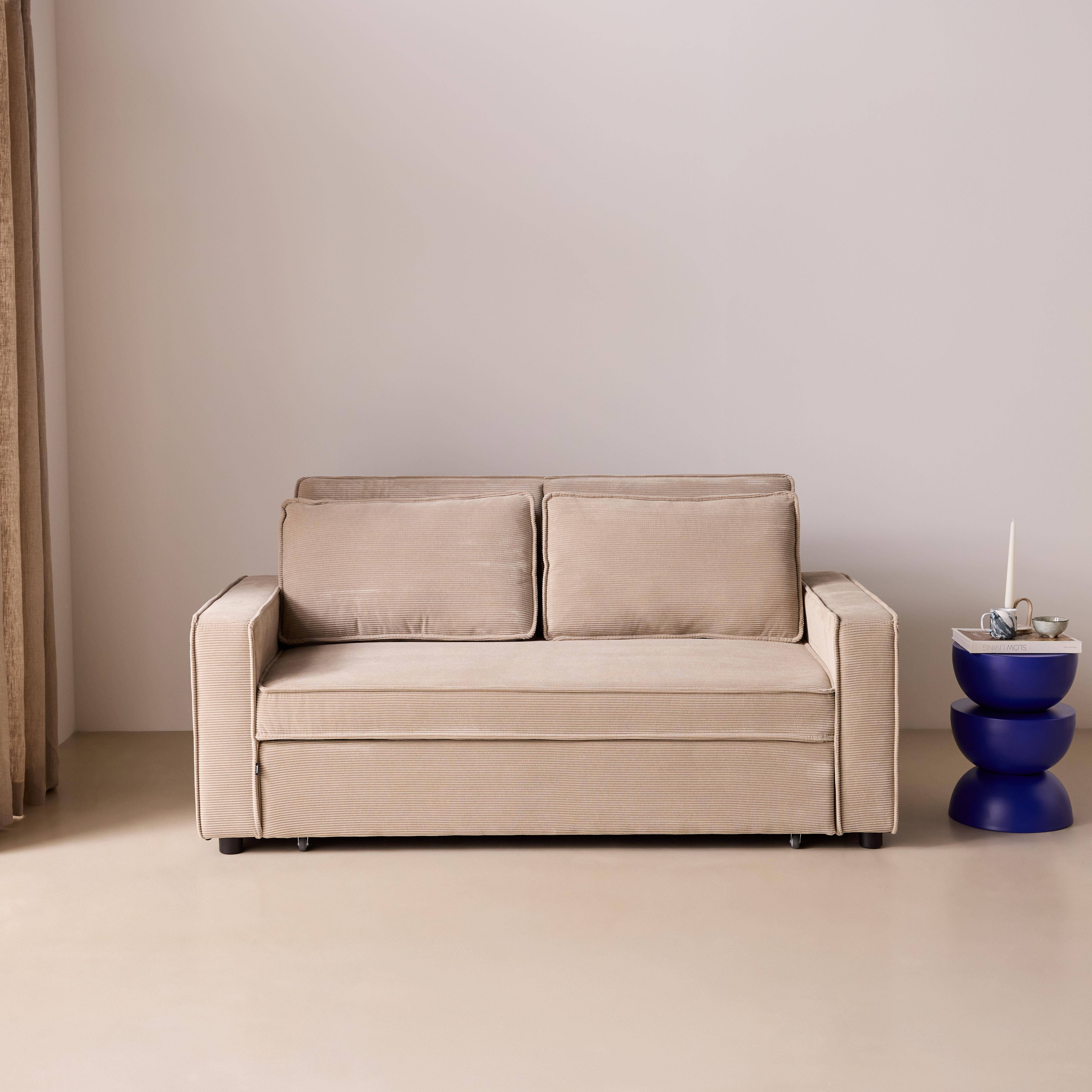 2-zits slaapbank in corduroy beige 172,5 x 91,5 x 88,5cm - Chill Photo1