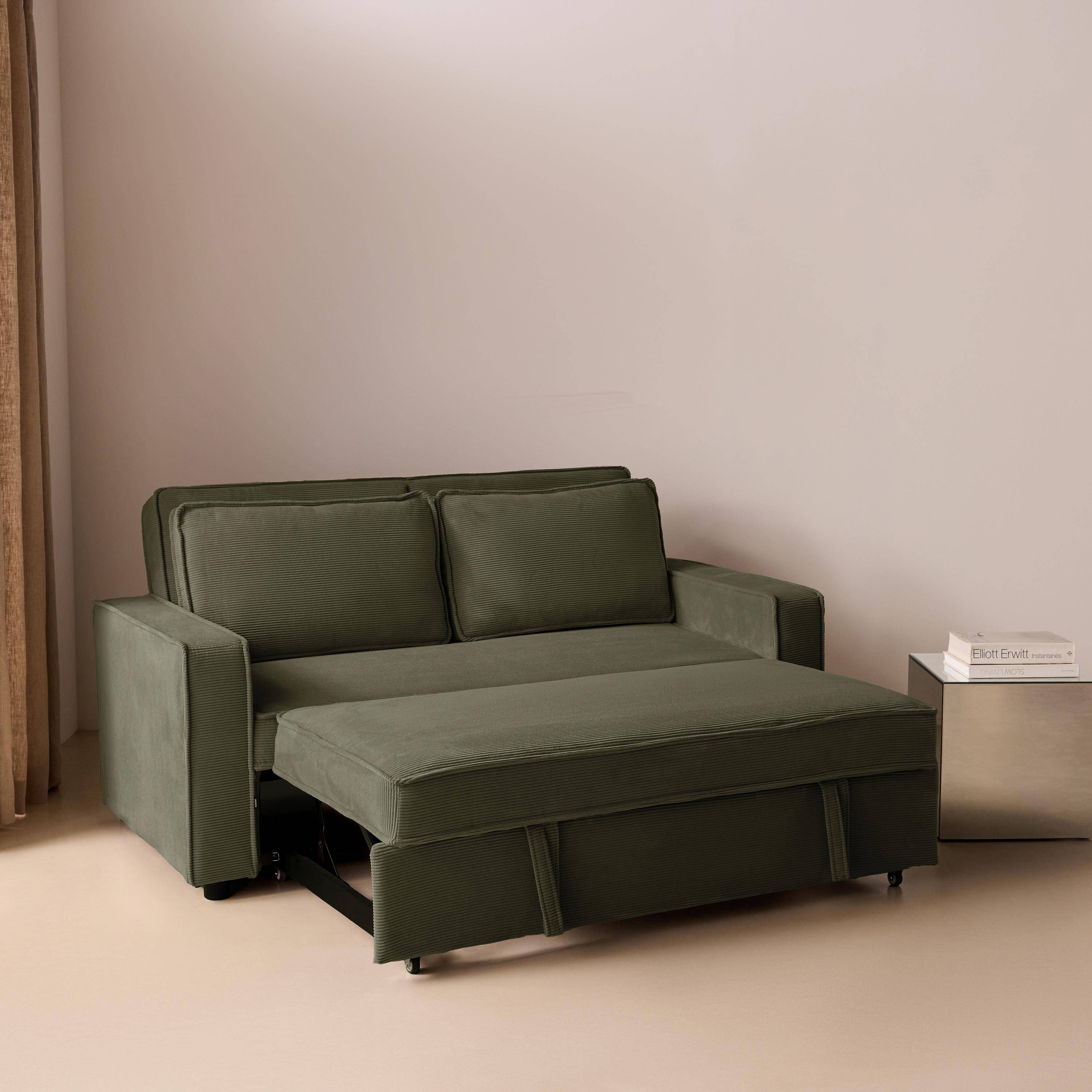 2-zits slaapbank in corduroy kaki 172,5 x 91,5 x 88,5cm - Chill Photo3
