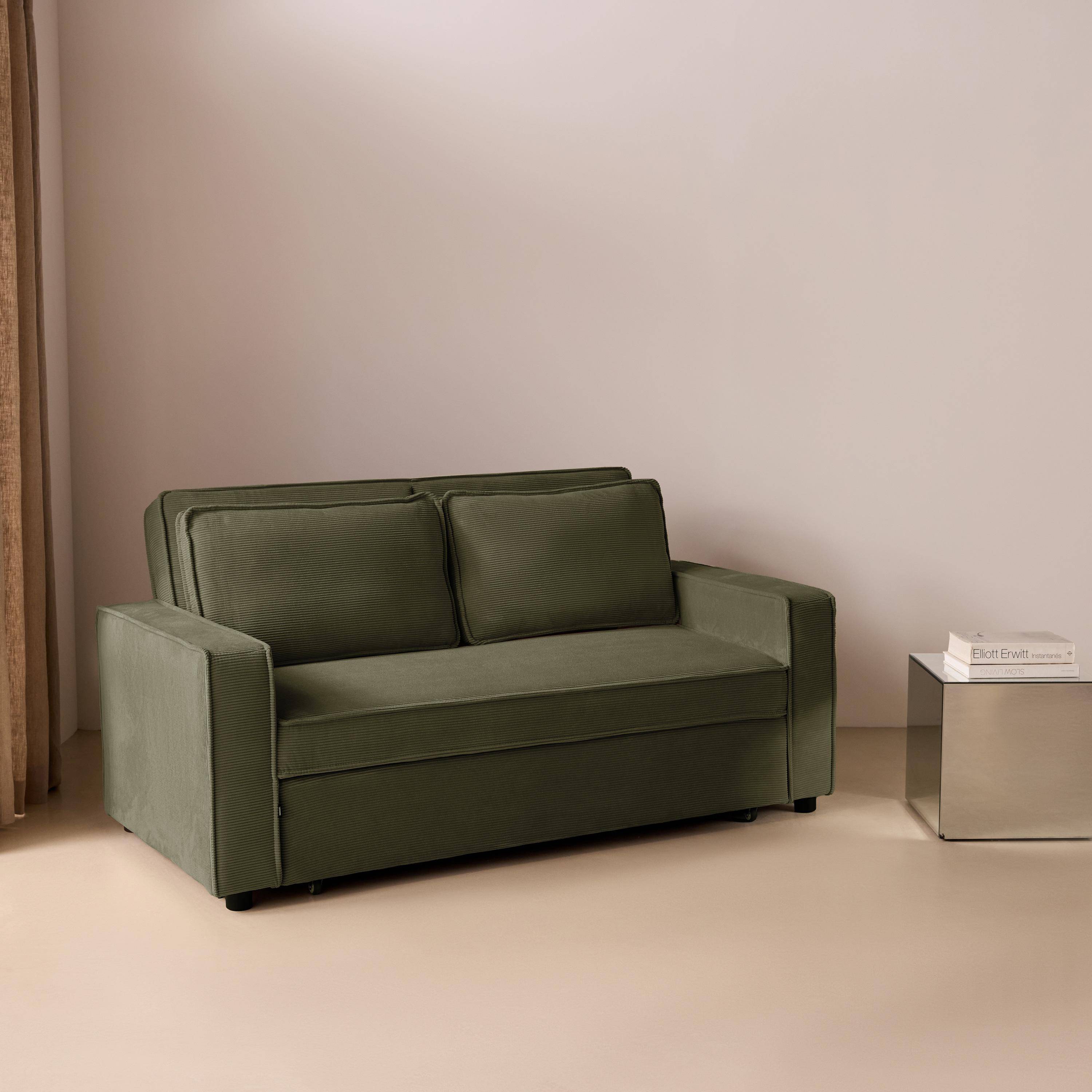 2-zits slaapbank in corduroy kaki 172,5 x 91,5 x 88,5cm - Chill,sweeek,Photo2