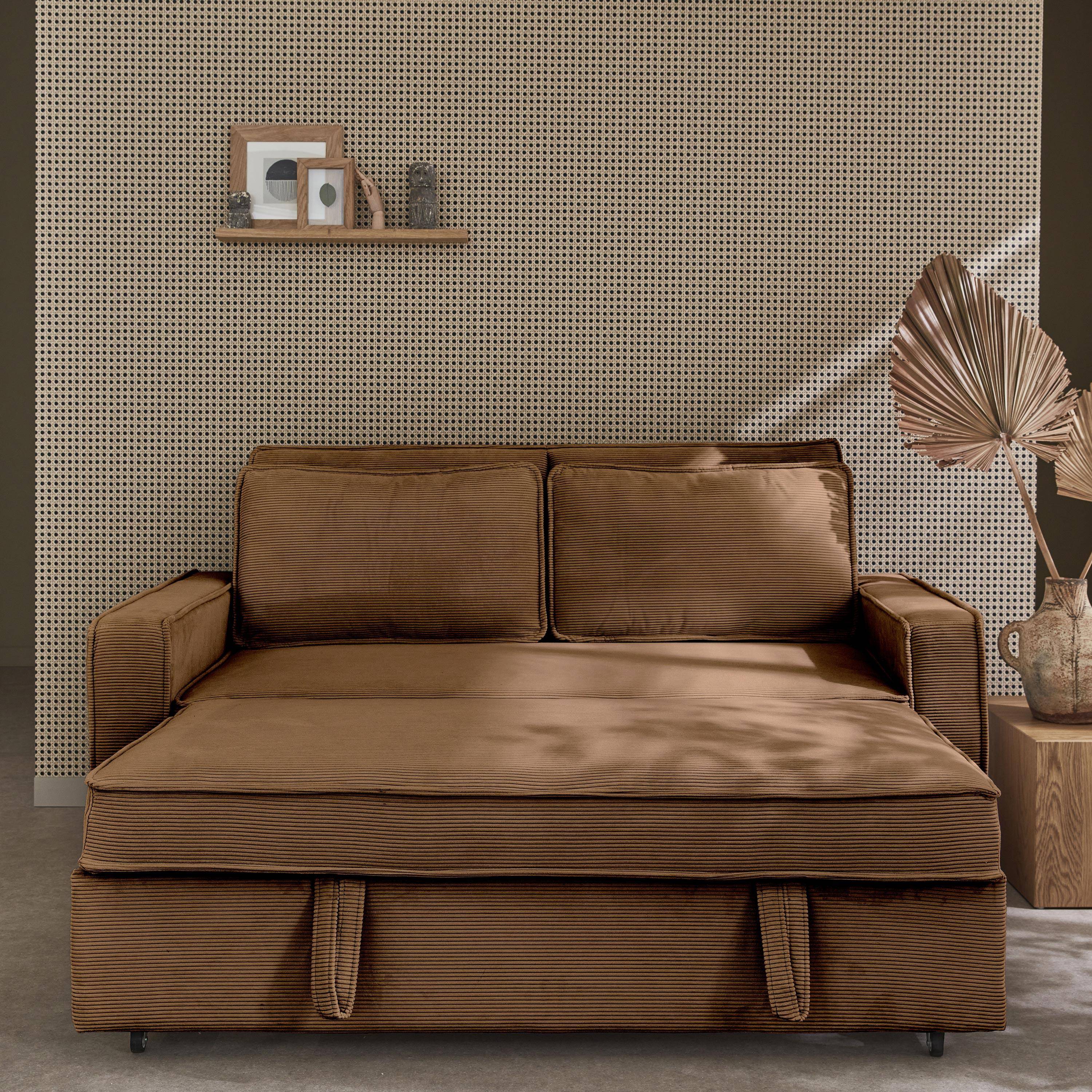 Schlafsofa 3-Sitzer mit braunem Cordbezug, B 172,5 x T 91,5 x 88,5cm - Chill Photo3
