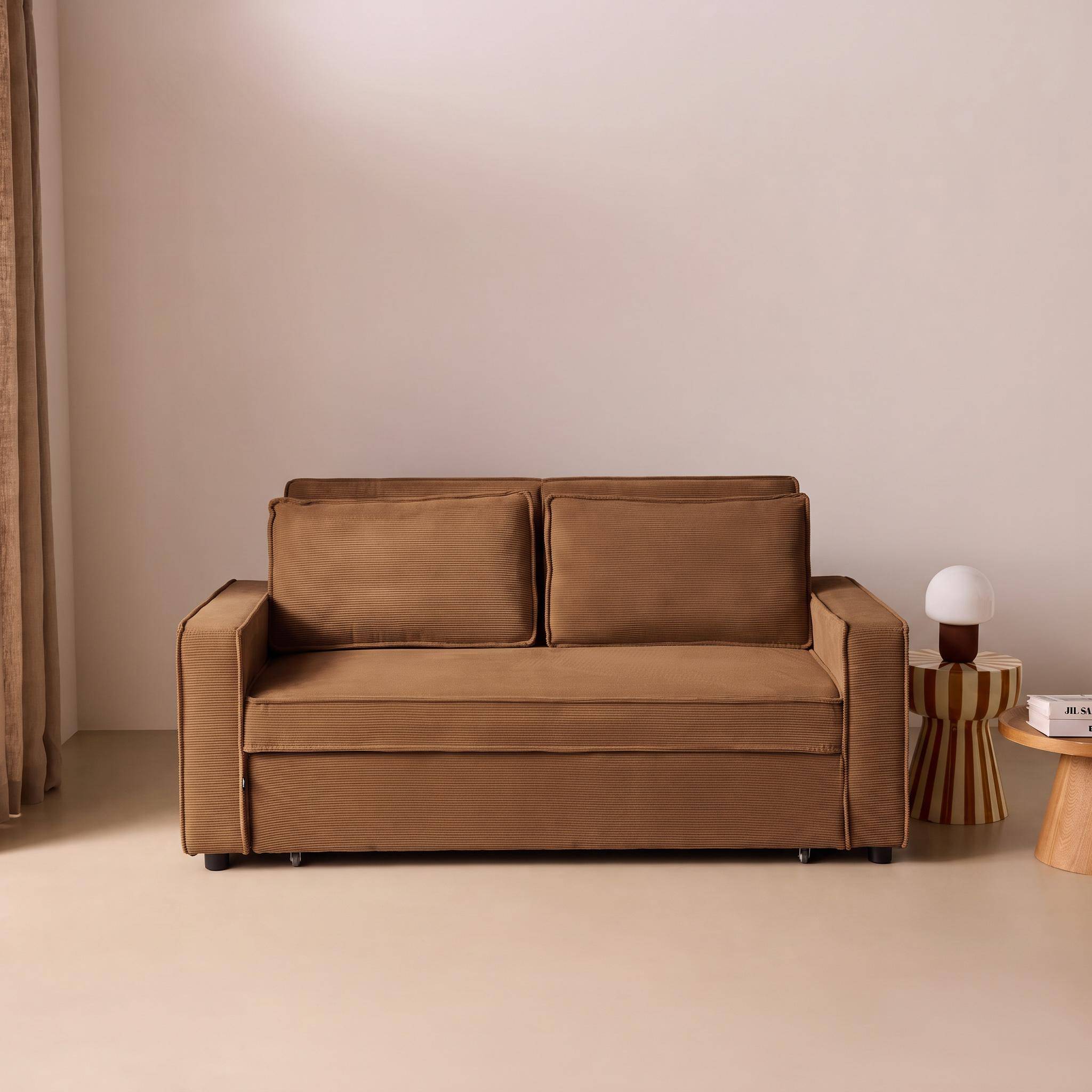 Divano letto in velluto a coste, 3 posti ruggine - 172.5x91.5x88.5 cm,sweeek,Photo1