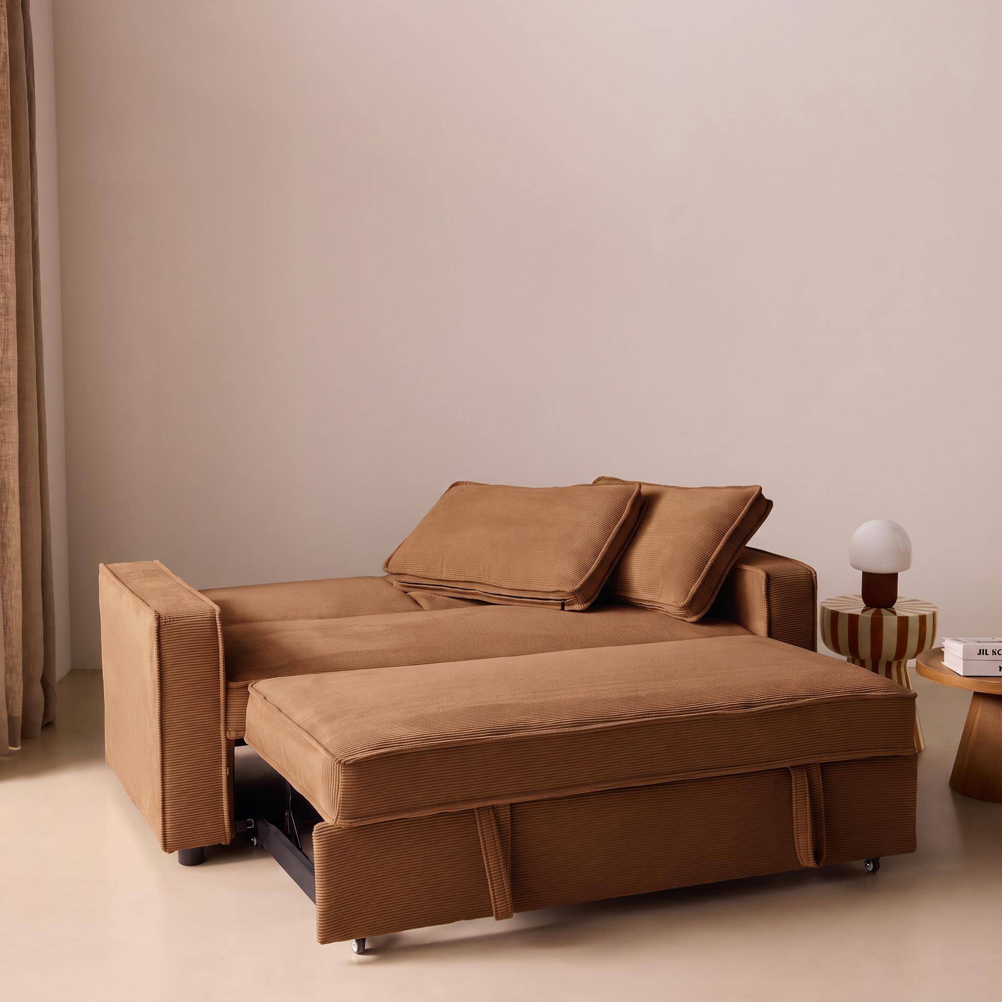 Divano letto in velluto a coste, 3 posti ruggine - 172.5x91.5x88.5 cm,sweeek,Photo4