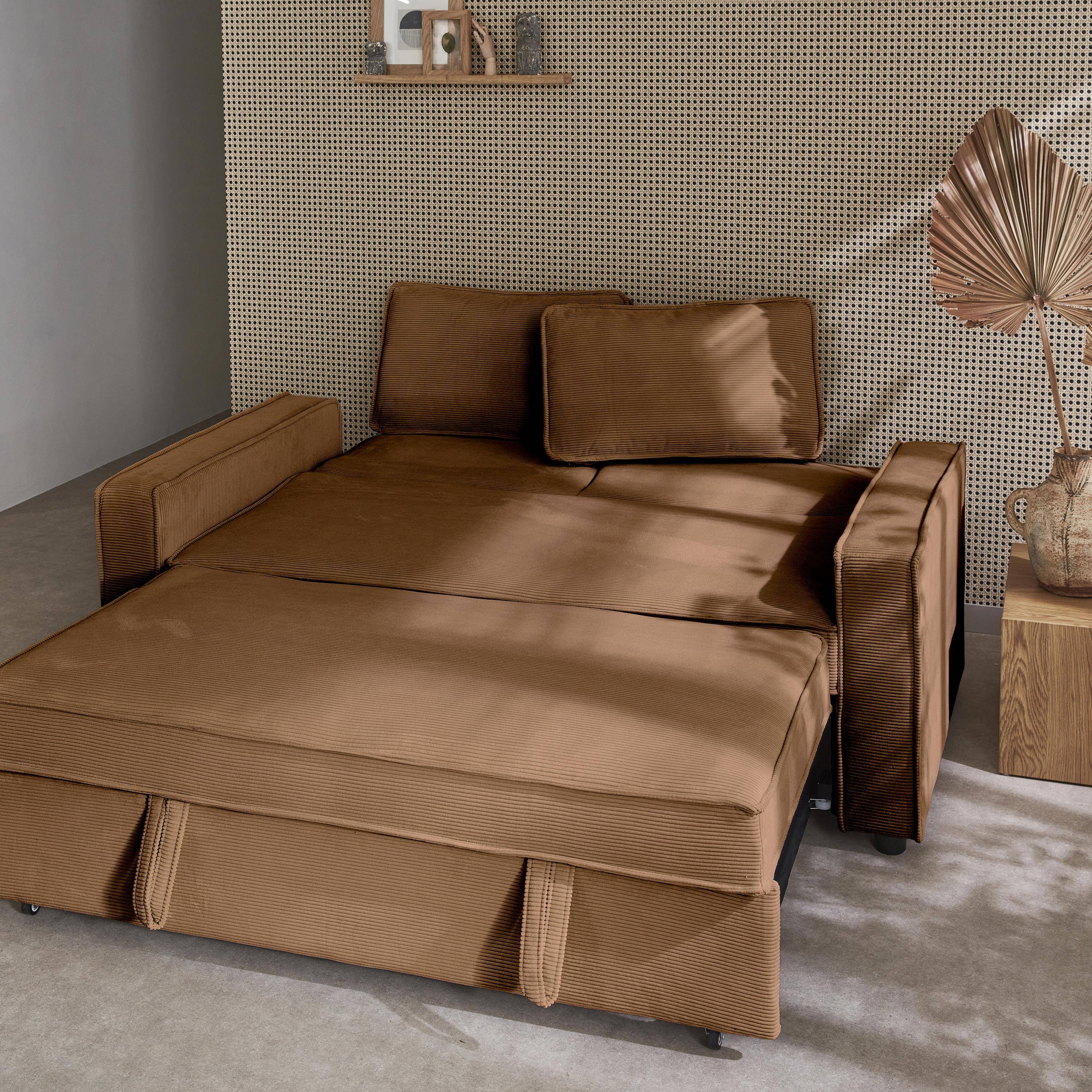 Schlafsofa 3-Sitzer mit braunem Cordbezug, B 172,5 x T 91,5 x 88,5cm - Chill Photo4