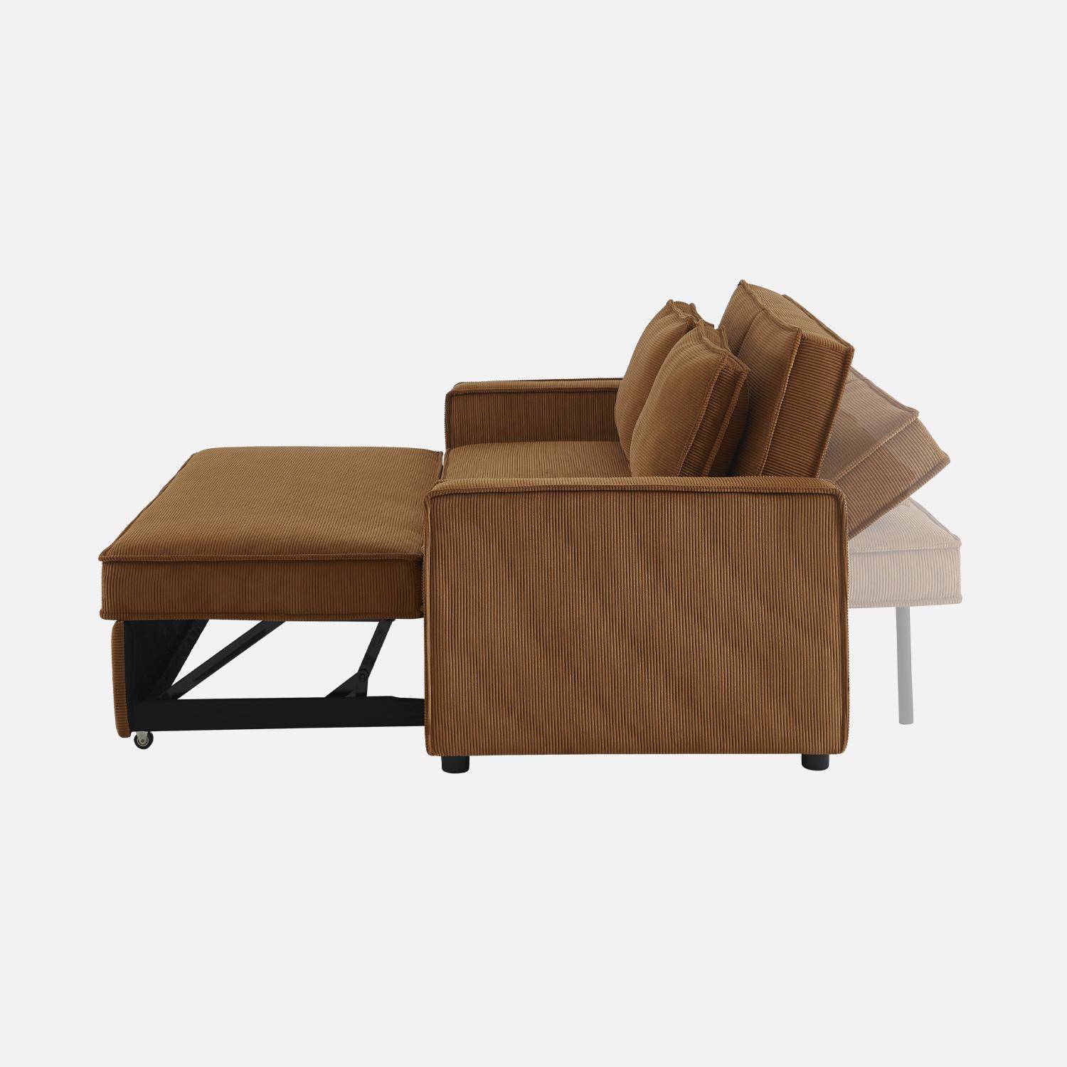 Schlafsofa 3-Sitzer mit braunem Cordbezug, B 172,5 x T 91,5 x 88,5cm - Chill Photo8