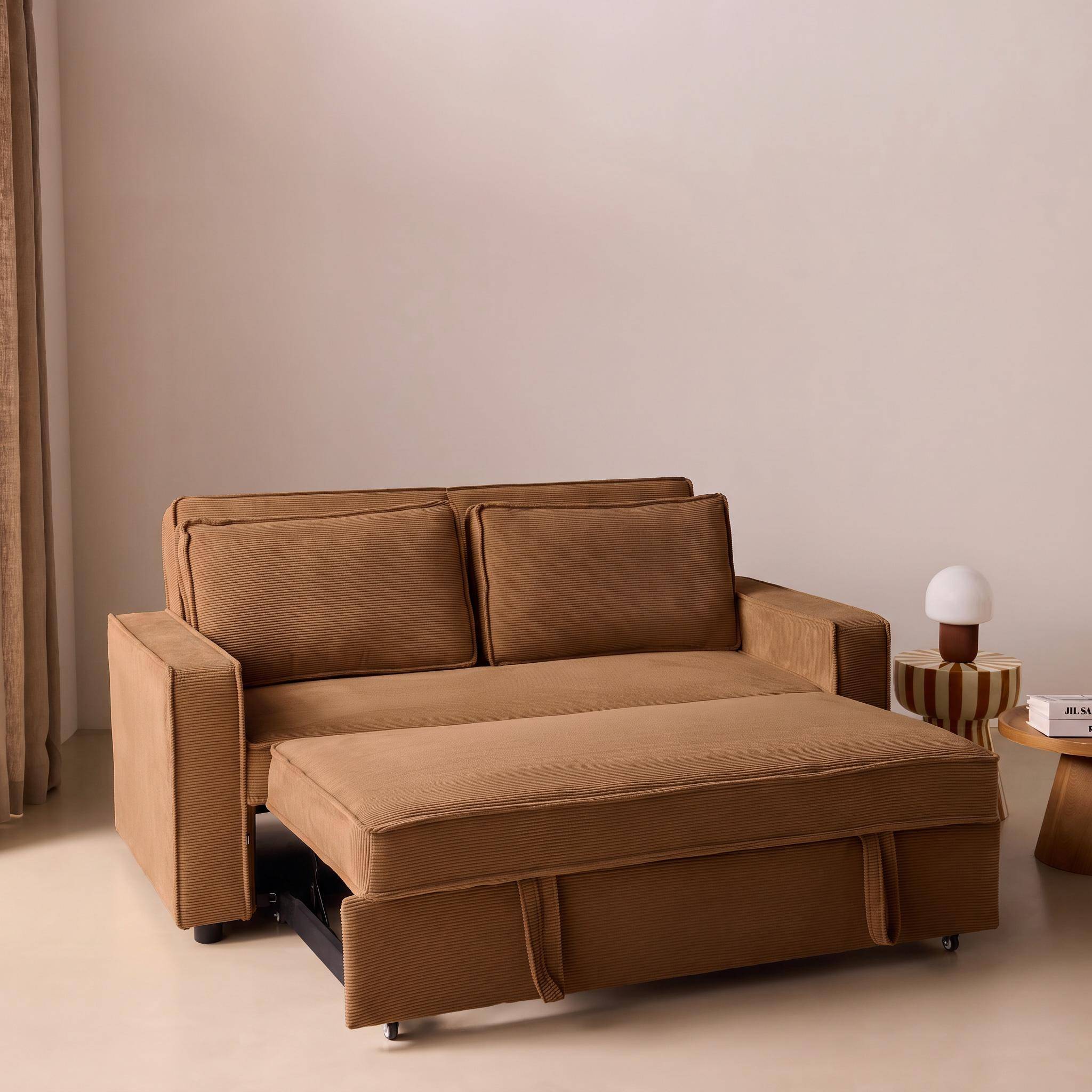 Divano letto in velluto a coste, 3 posti ruggine - 172.5x91.5x88.5 cm Photo3