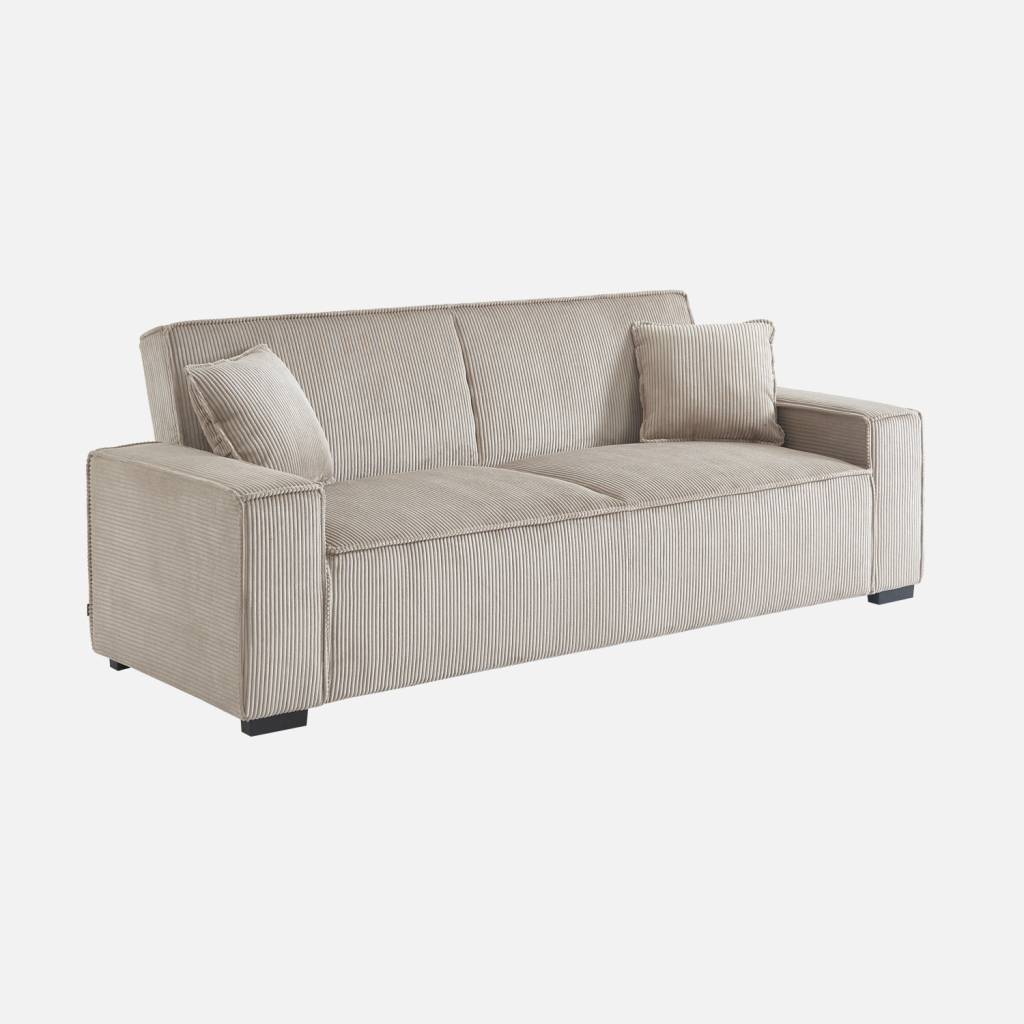 Sofá cama de pana, 3 plazas, Beige