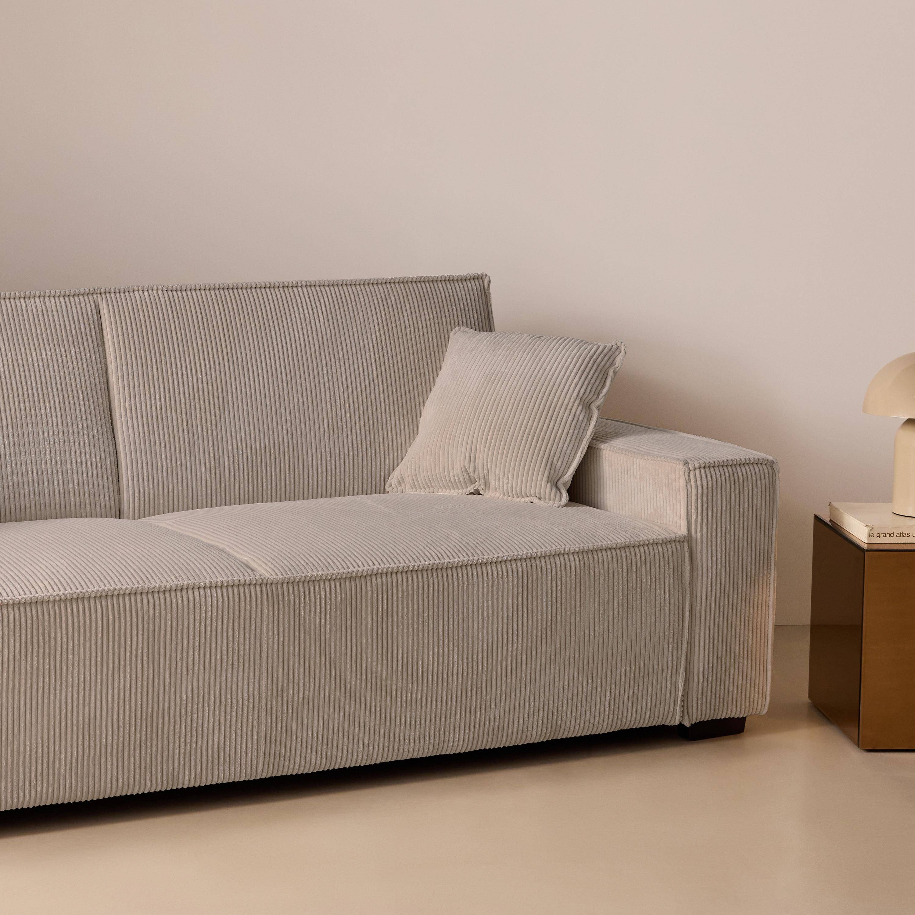 Divano letto in velluto a coste, 3 posti Beige - 231x96.5x80 cm Photo3
