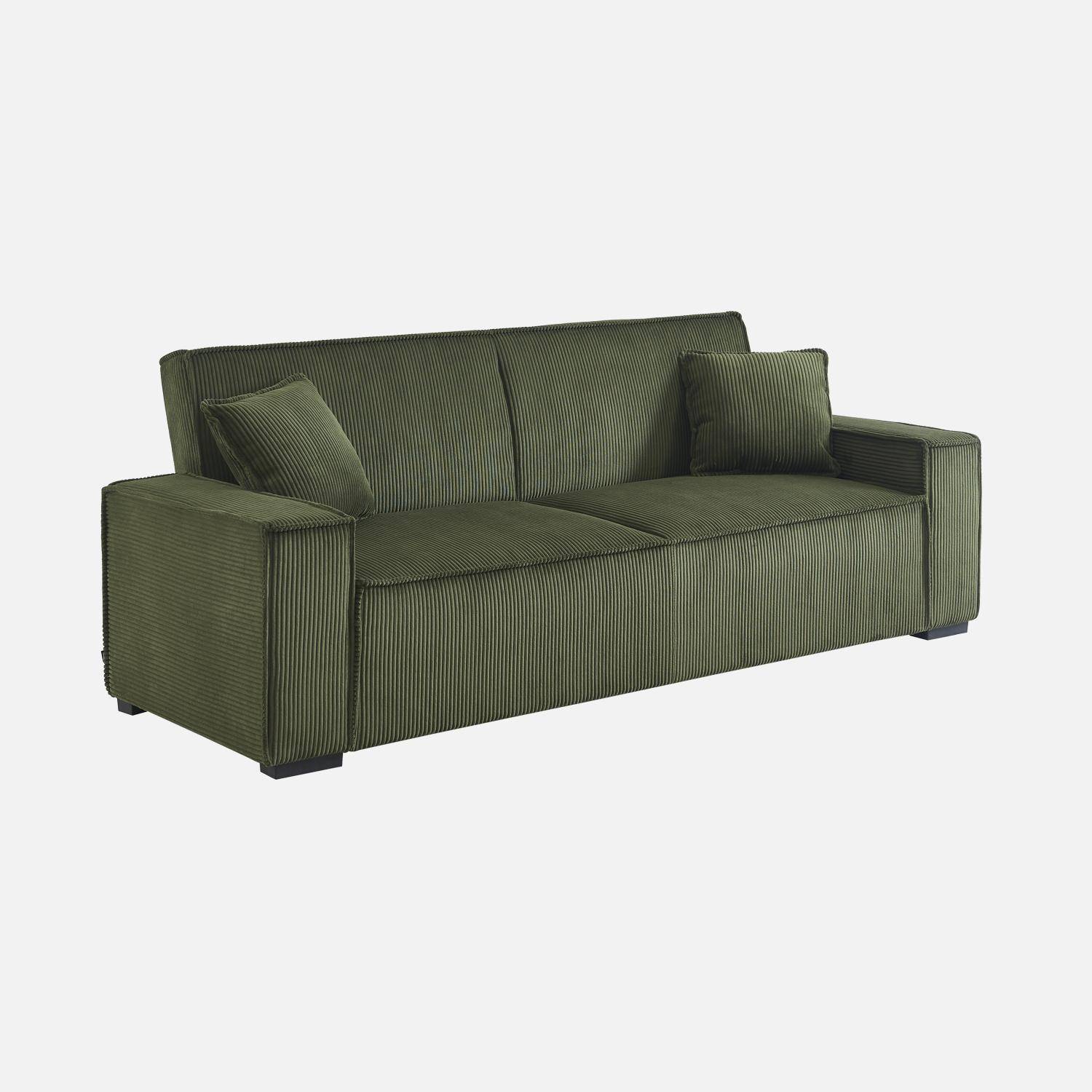 3-zits kaki corduroy slaapbank B 231 x D 96,5 x H 80cm,sweeek,Photo7