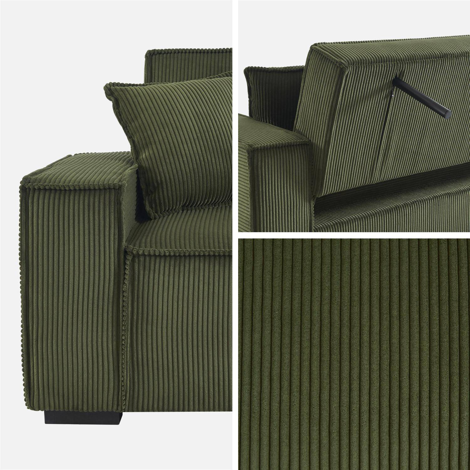 Sofá-cama de bombazina caqui de 3 lugares L 231 x P 96,5 x A 80cm,sweeek,Photo8