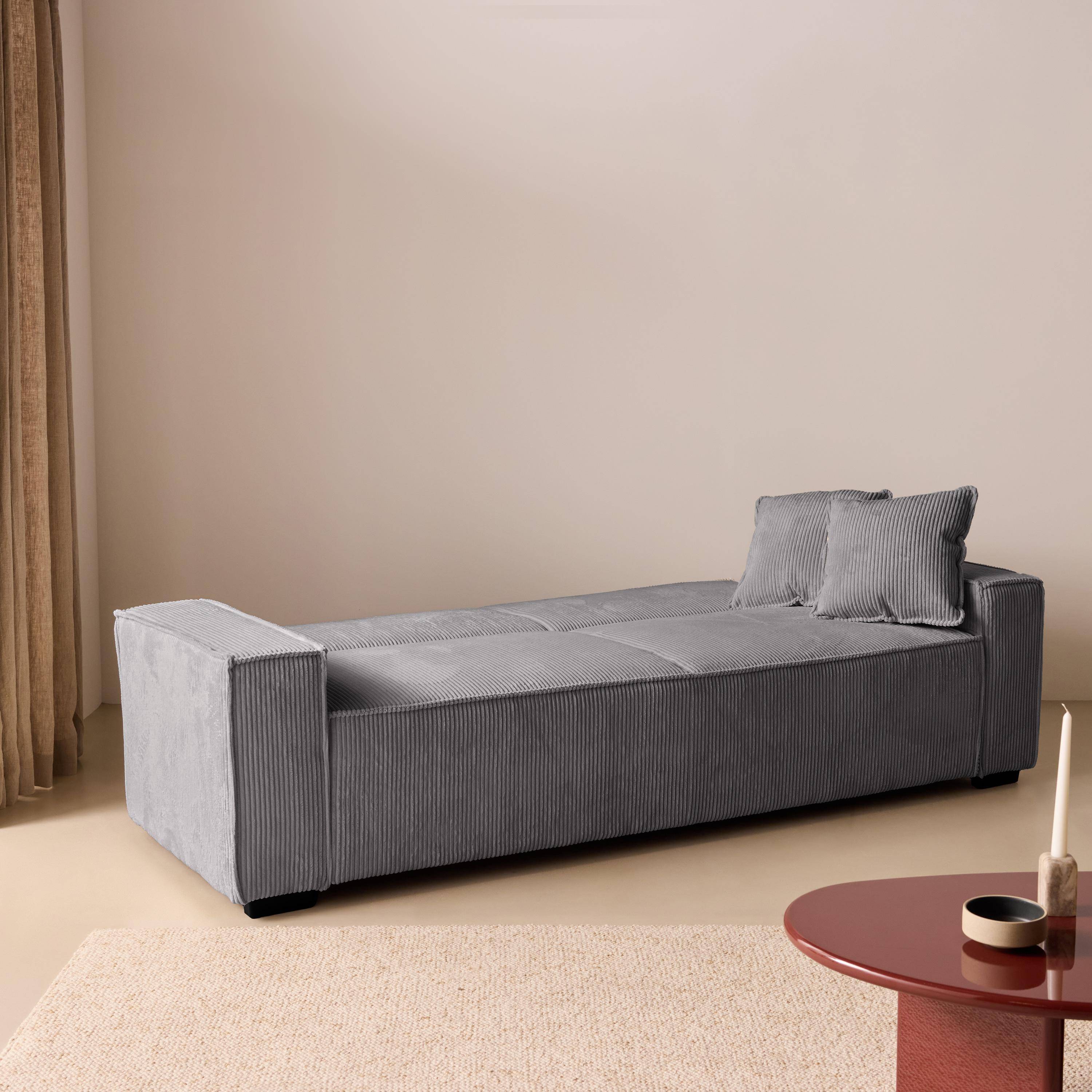 Sofá cama de pana, 3 plazas Gris claro - 231x96.5x80 cm,sweeek,Photo5