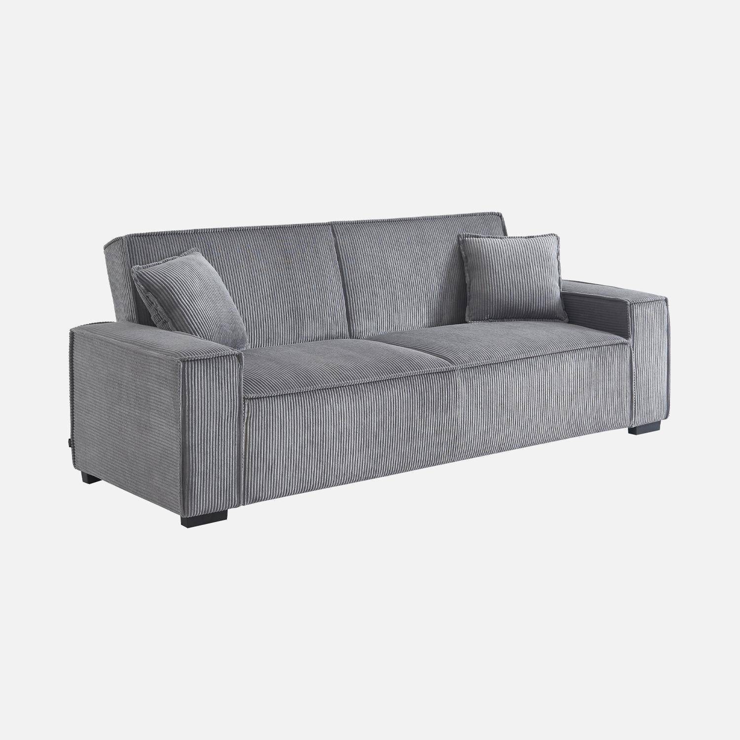 Sofá cama de pana, 3 plazas Gris claro - 231x96.5x80 cm,sweeek,Photo7