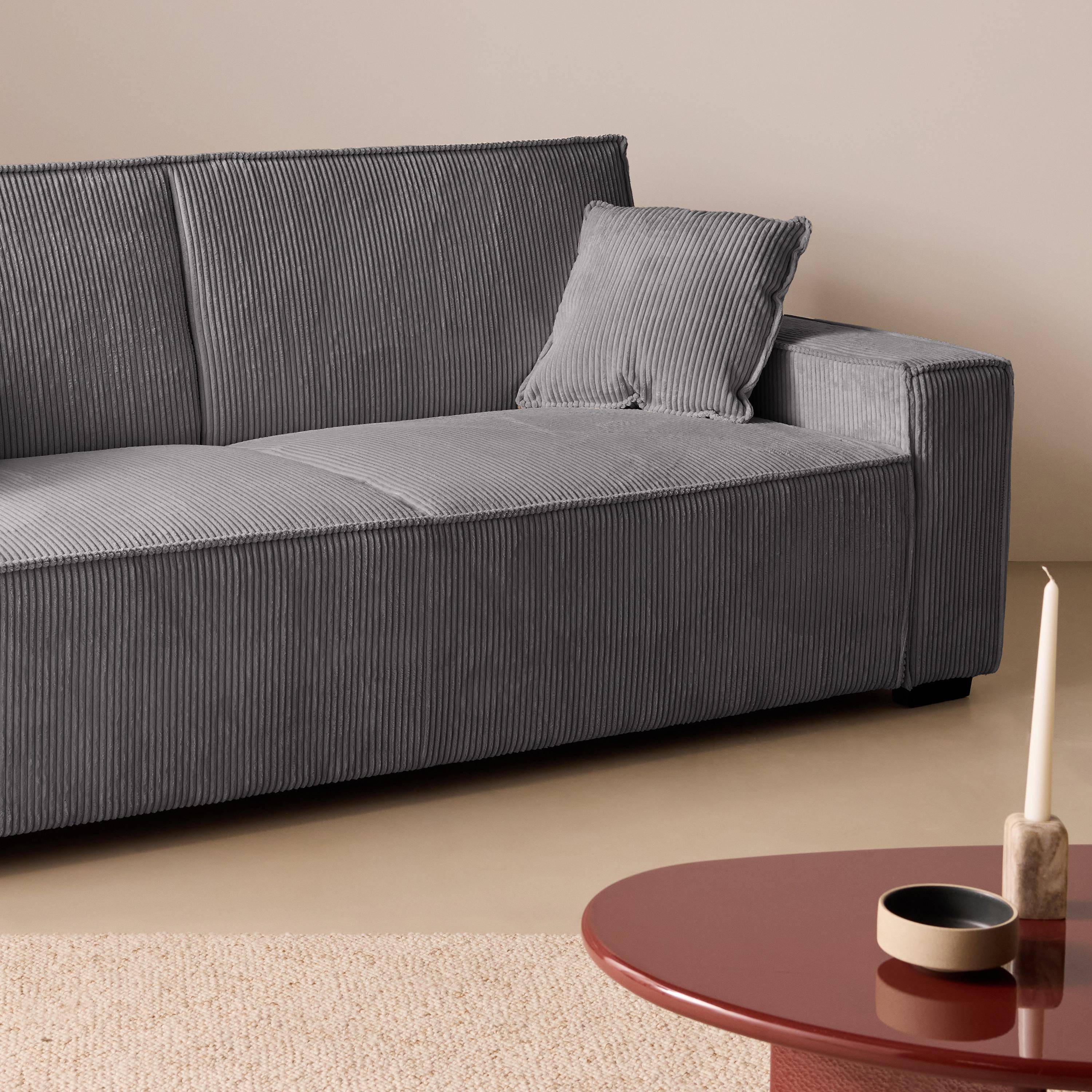 Sofá cama de pana, 3 plazas Gris claro - 231x96.5x80 cm,sweeek,Photo3