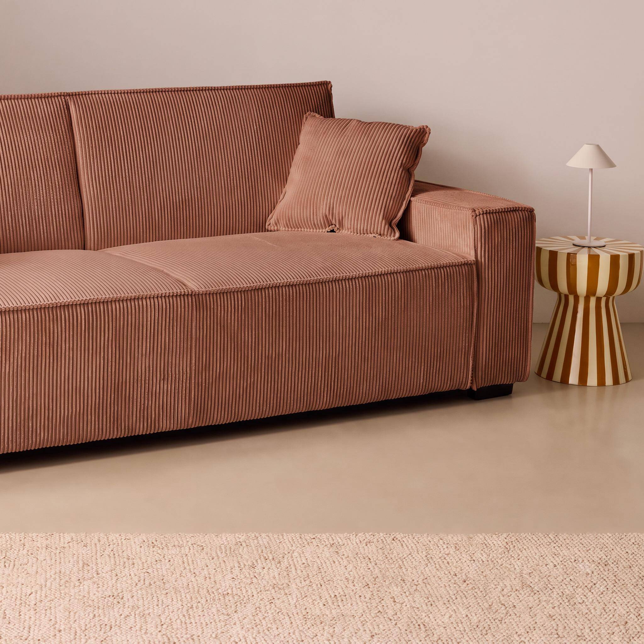Canapé convertible 3 places camel velours côtelé L 231 x P 96,5 x H 80cm Photo3