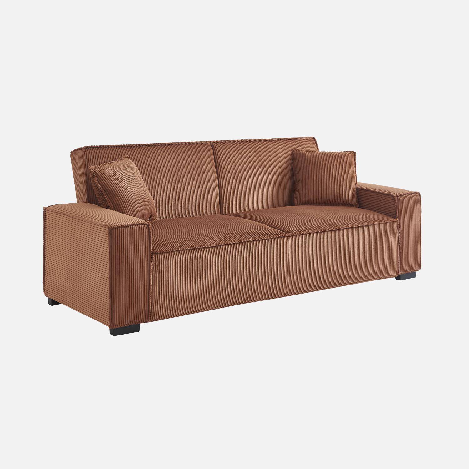 Canapé convertible 3 places camel velours côtelé L 231 x P 96,5 x H 80cm,sweeek,Photo7