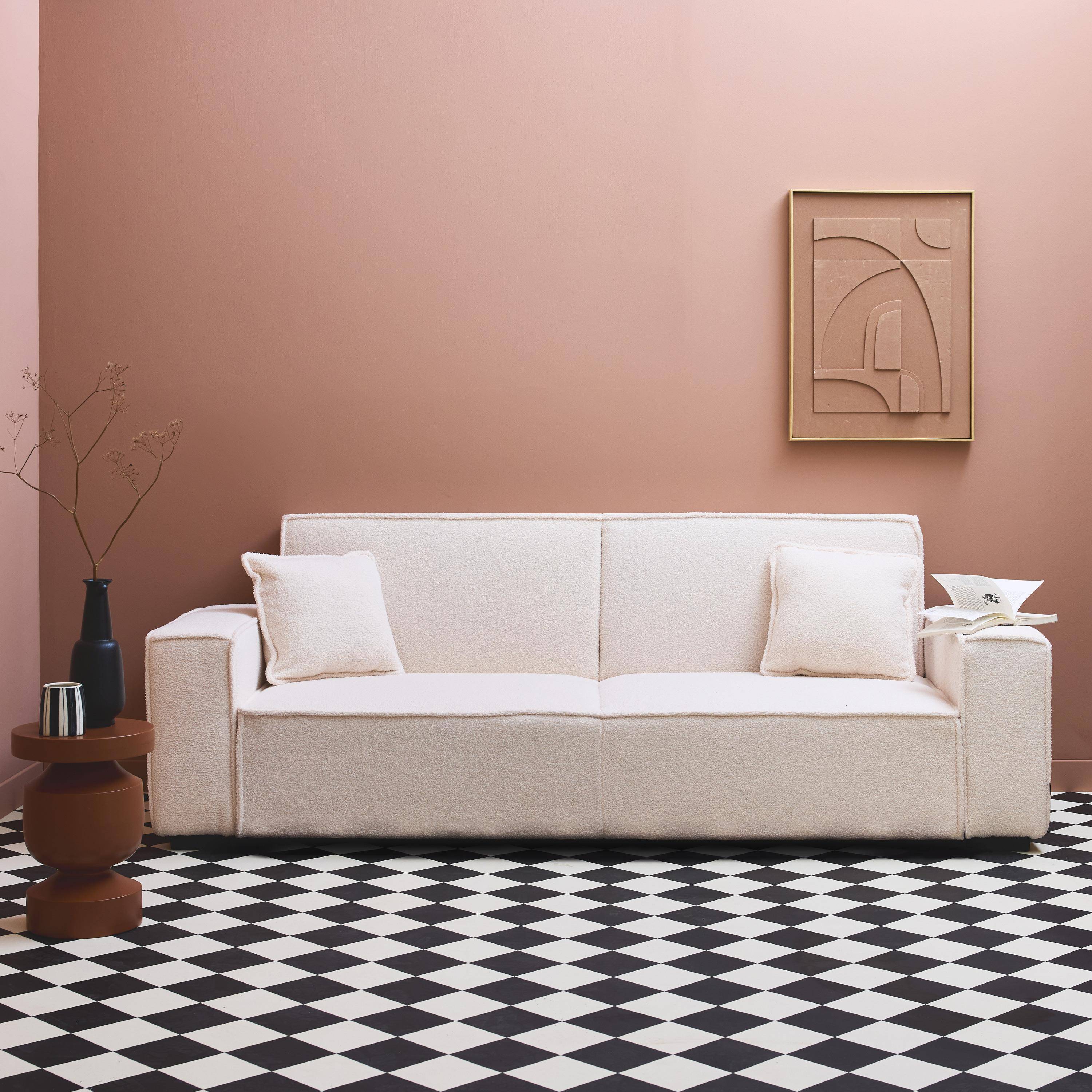 Canapé 3 places convertible bouclette crème I sweeek