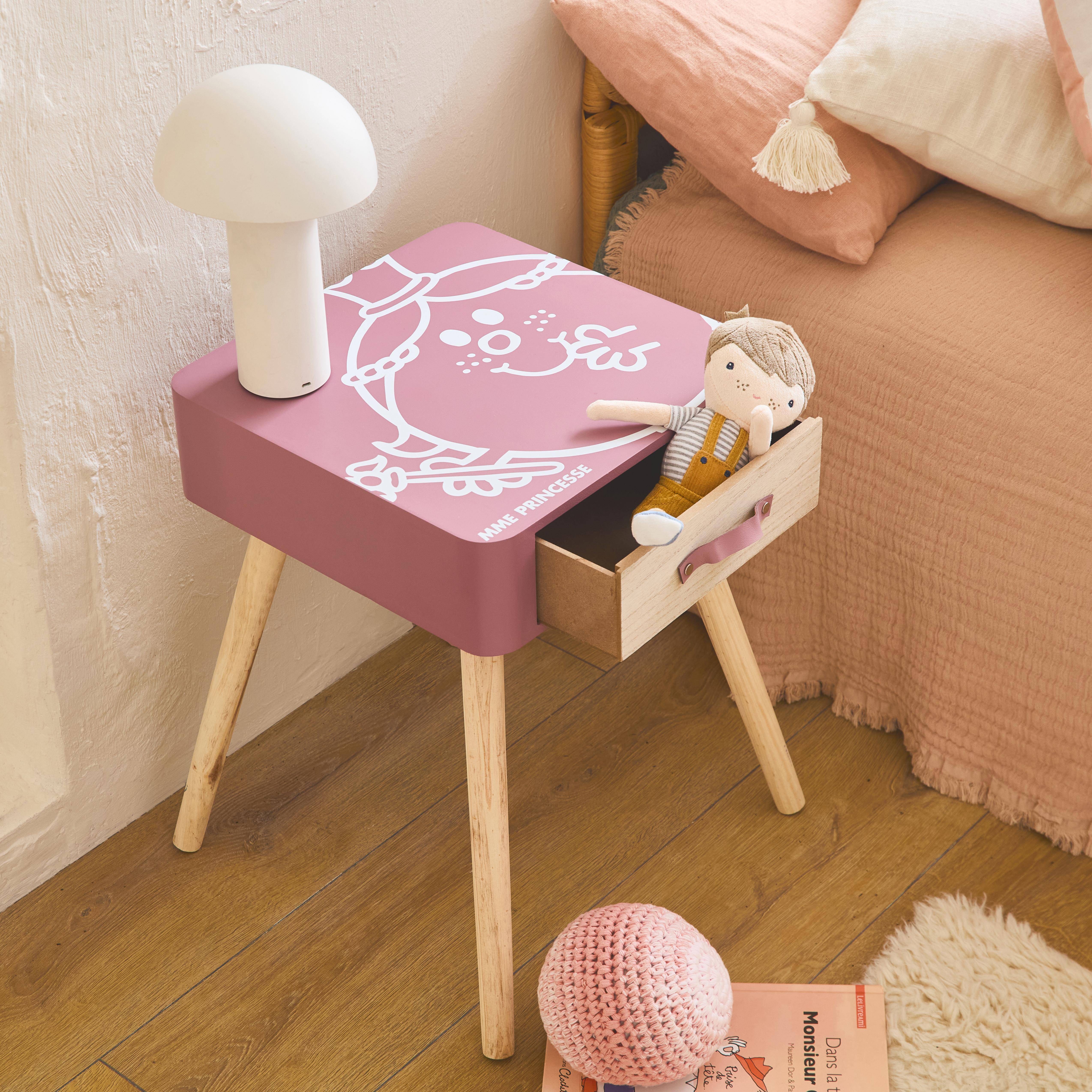 Children's bedside table, Mr. Men & Little Miss collection, Little Miss Princess, pink,sweeek,Photo2