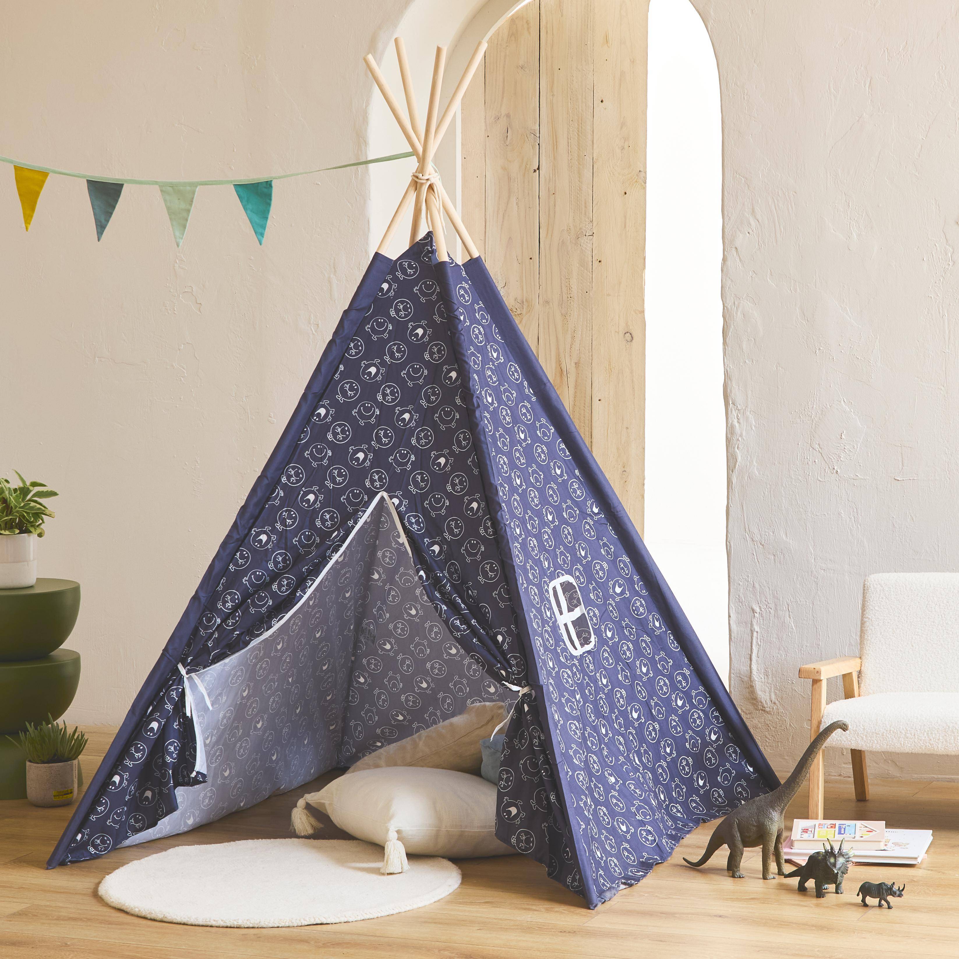 Navy blue children's tepee from the Mr. Men & Little Miss collection, Mr. Happy Achille,sweeek,Photo1
