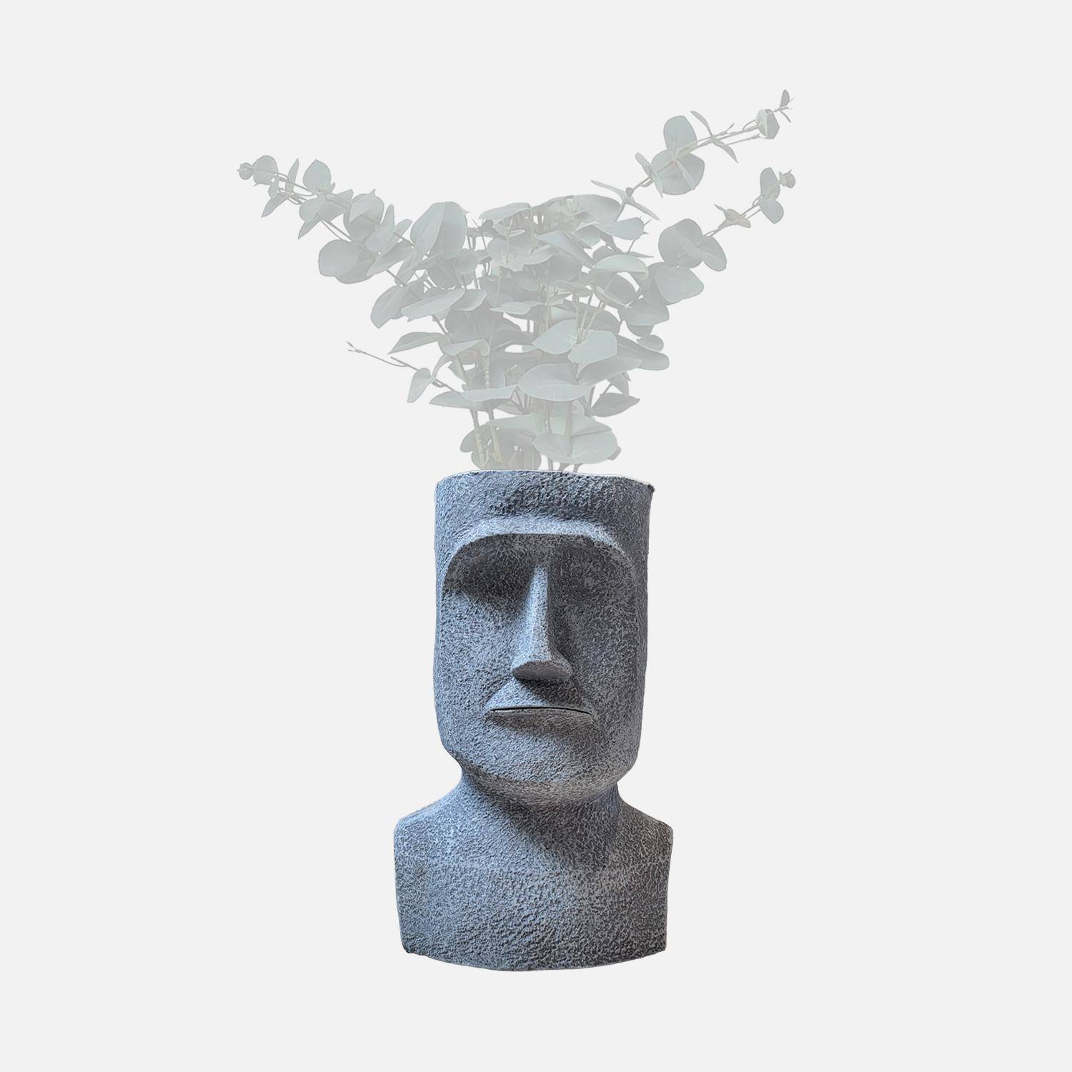Cache pot figurine Aztèque, porte plante statuette en magnesia H42cm Photo2