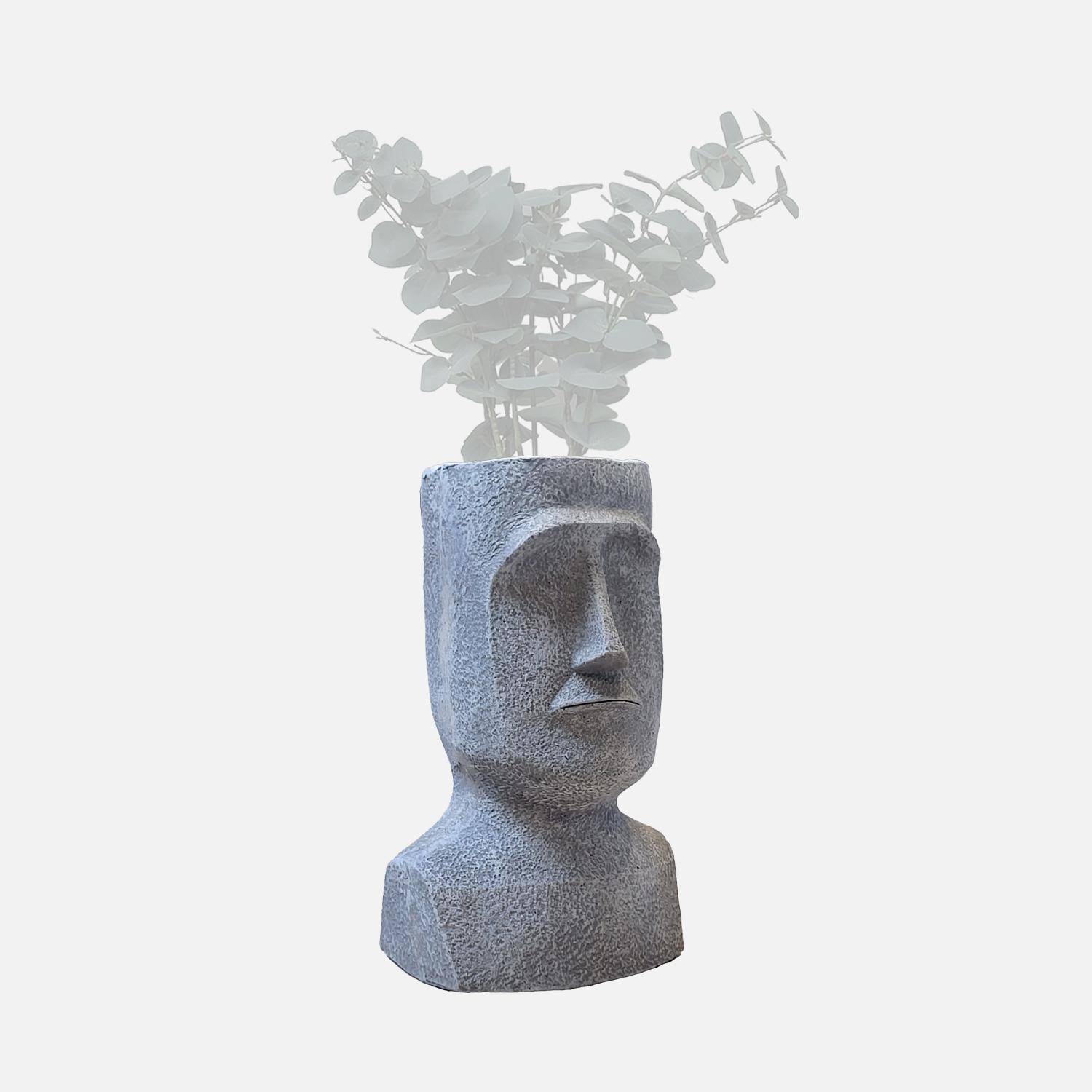 Cache pot figurine Aztèque, porte plante statuette en magnesia H42cm Photo1